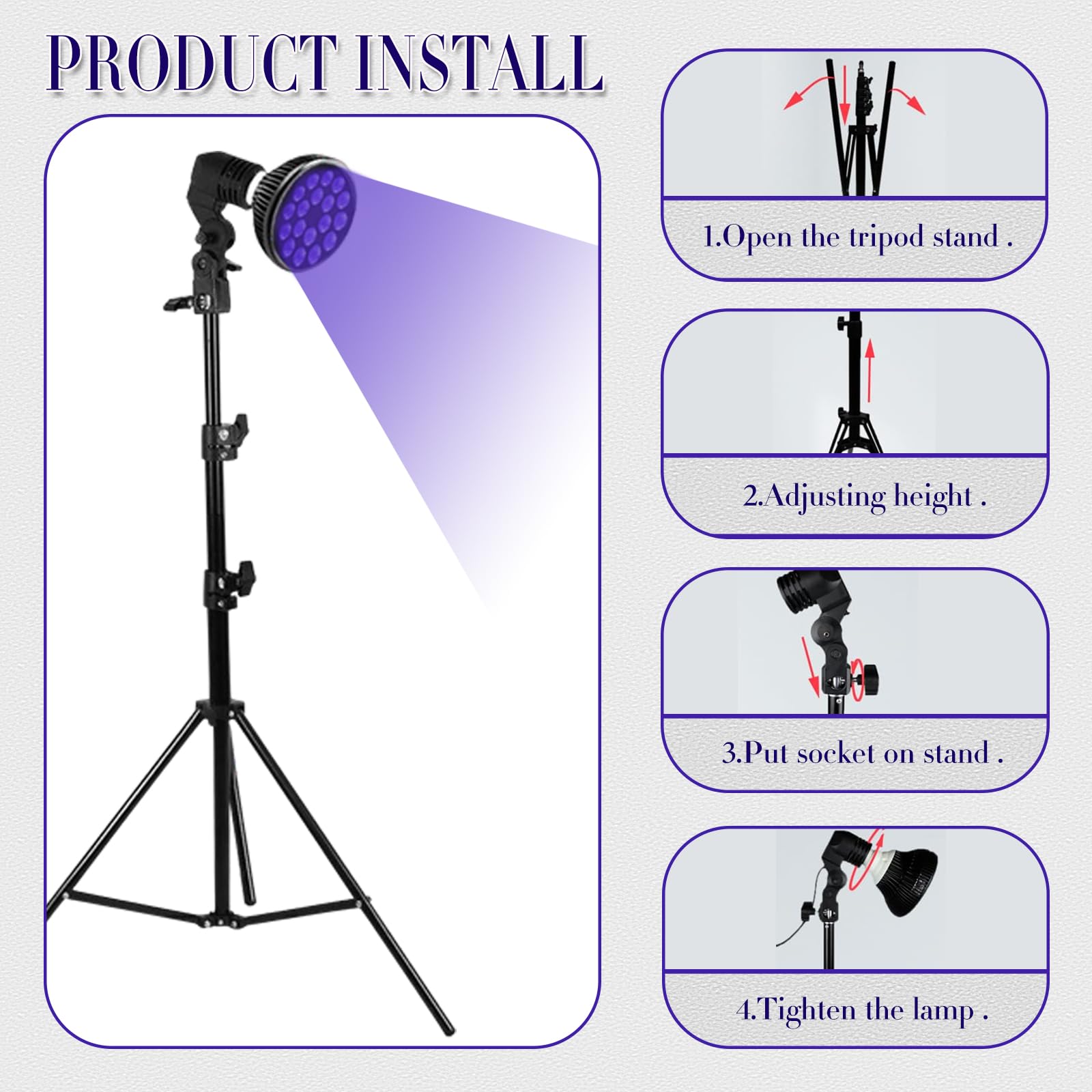 Generic Tanning Lamp Thearpy Light For Home Use With Adjustable Stand Purple Light For Indoor Model: Various, Black