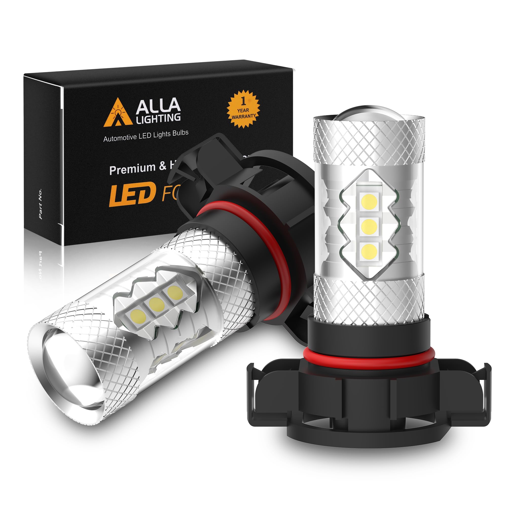 Alla Lighting Psx24W 2504 Led Fog Lights Bulbs, 3000K Golden Yellow 12276, 360 Light Output Super Bright 3030 Smd Replacement Fo
