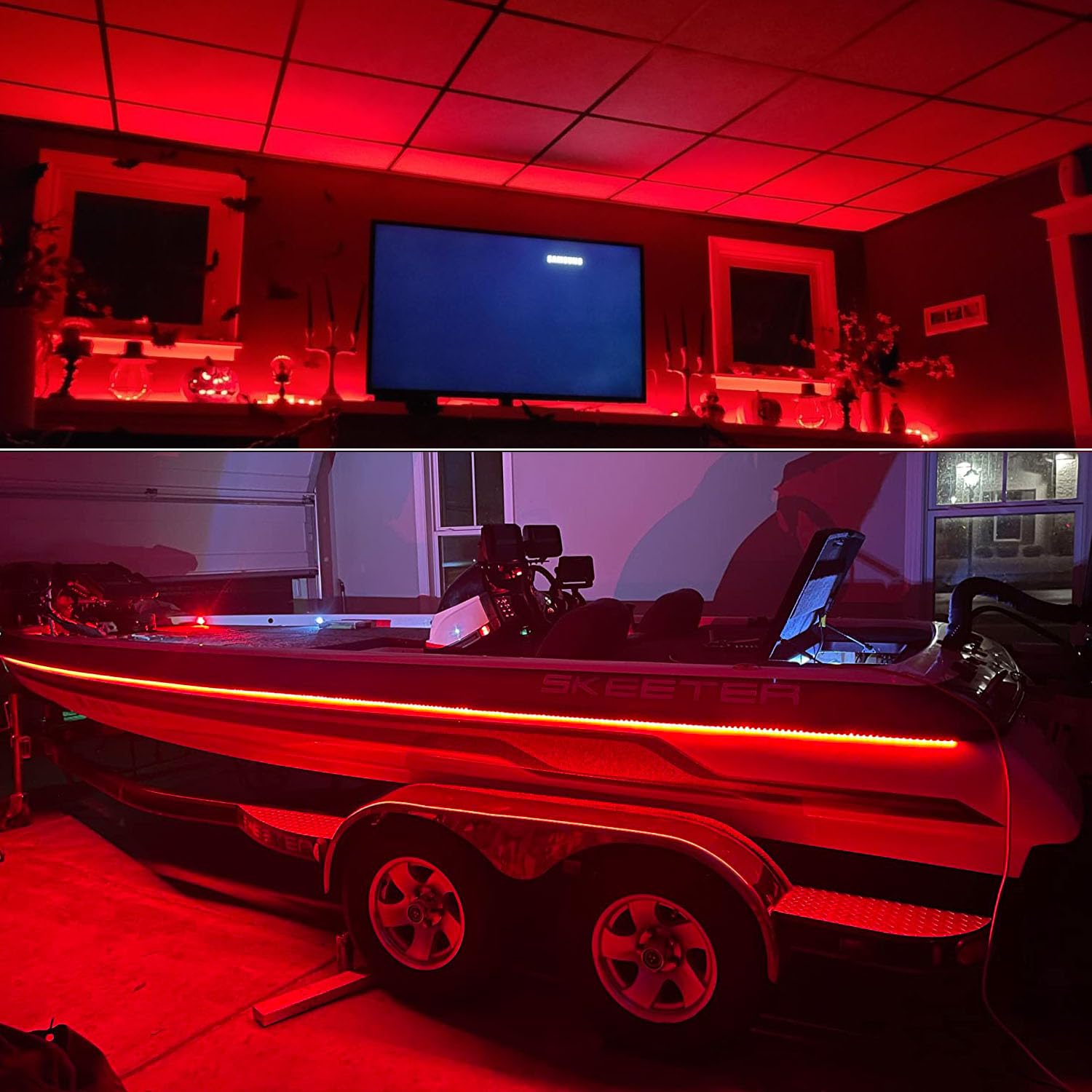 Junwen Red Led Rope Strip Lights, Outdoor, Indoor, 432Leds 40Ft/12M, Waterproof, Outside, Plug In 110V Tube Lighting Connectable Cuttable Flexible Decorative Garden Stairs Balcony Patio