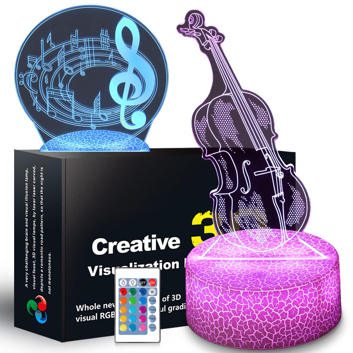 SHWKMOPPE Electric Guitar Night Light Gifts for Kids, 3D Illusion16 Color Change Decor Bedside Lamp with Remote and Smart Touch,