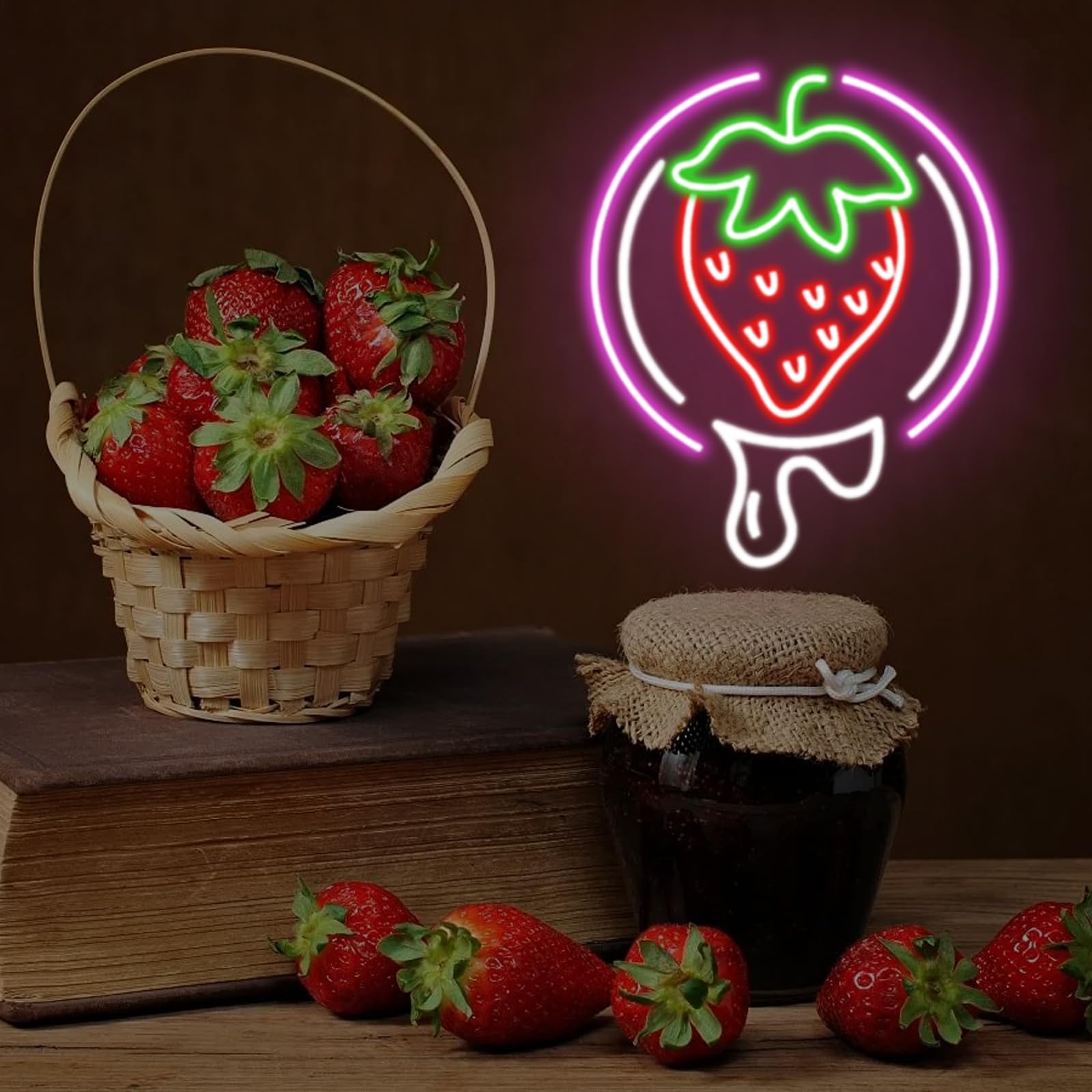 Strawberry Neon Sign Fruit Neon Light Usb Dimmable Neon Restaurant Bar Club Home Wall Decor Gift  Strawberry Lover  Drink Led Light For Wall Decor  Party  Christmas  Wedding  Kawaii Art