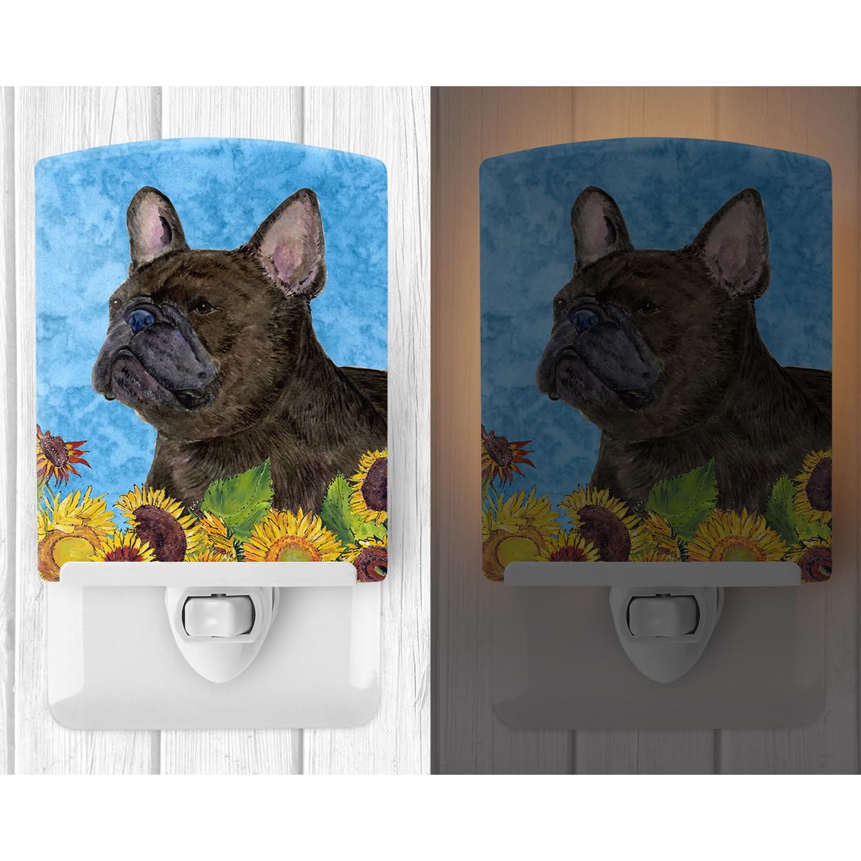 Carolines Treasures Ceramic Night Light, French Bulldog in Summer Flowers, UL-Certified, 6x4x3 inches, Model SS4152CNL