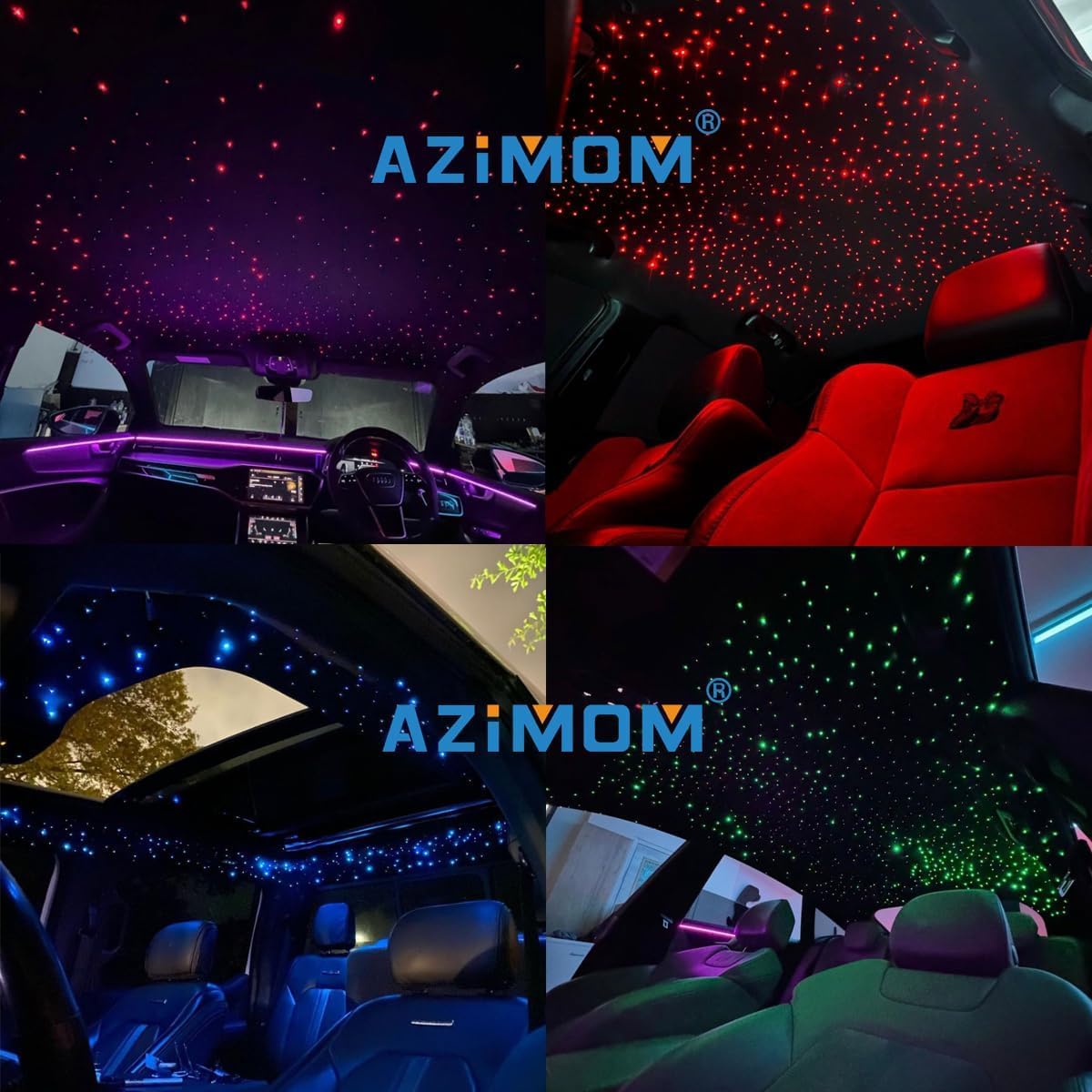 AZIMOM Fiber Optic Starlight Headliner Kit, 16W, 650pcs, 0.03in x 9.8ft, Black, Model USC-Black16WT