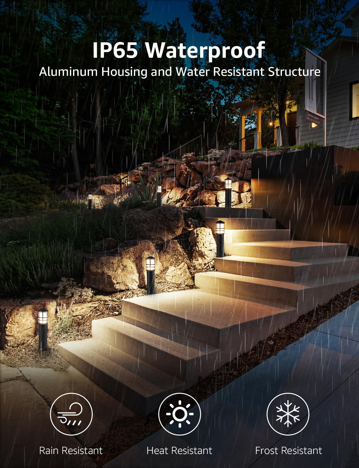 SUNVIE 12-Pack Low Voltage Landscape Pathway Lights, 3W LED, 3000K, Black Aluminum, ETL Listed for Outdoor Yard Garden Lighting