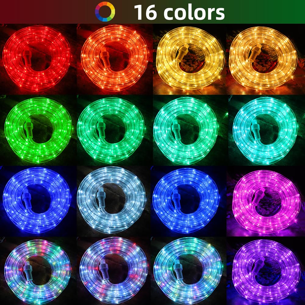 HuiZhen 65ft Color Changing LED Rope Lights, 400 LEDs, Waterproof, Remote Control for Indoor/Outdoor Use, Model YLRL-20-24V