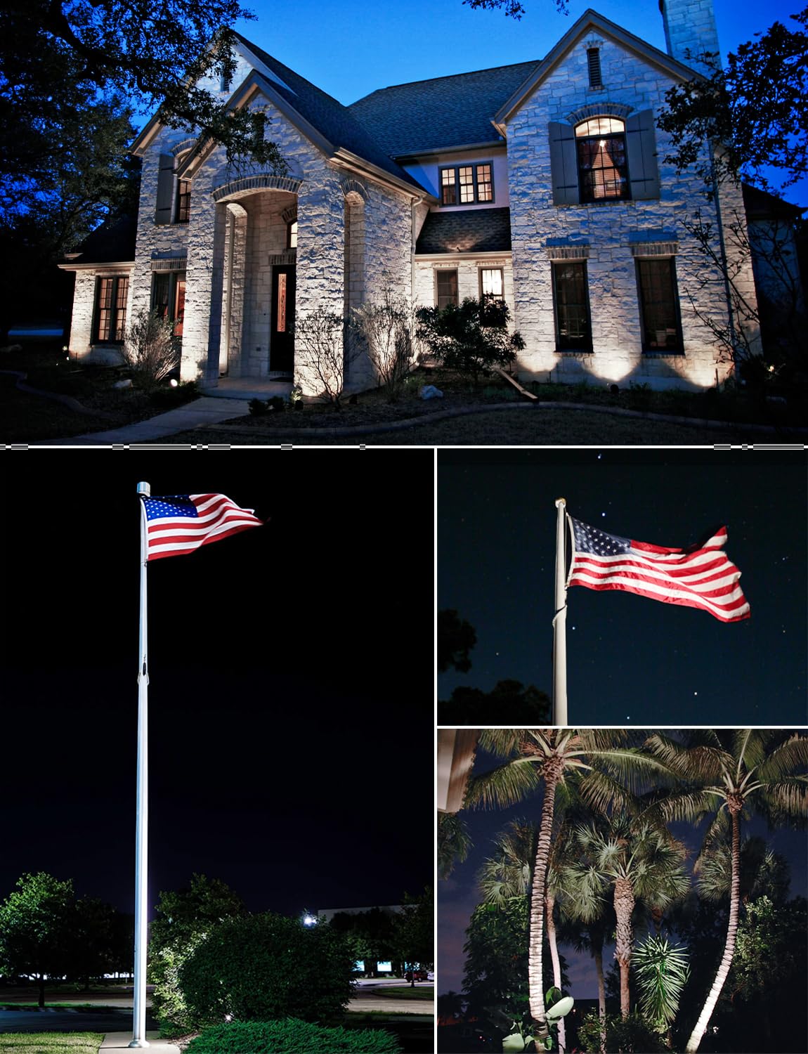 Sunvie 30W Led Spot Lights Outdoor 5000K Daylight Flag Pole Light 120V Plug In Spotlight Outdoor With Us 3-Plug Waterproof Flag
