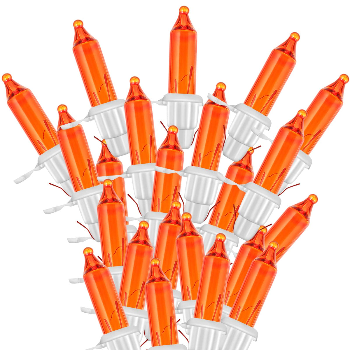 100 Count 2.5V Christmas 50/100/150/200 Count Mini Incandescent Wire String Lights Replacement Bulbs Indoor/outdoor Christmas Lights Decorations for Home Xmas Tree (White Base with Orange Bulb)