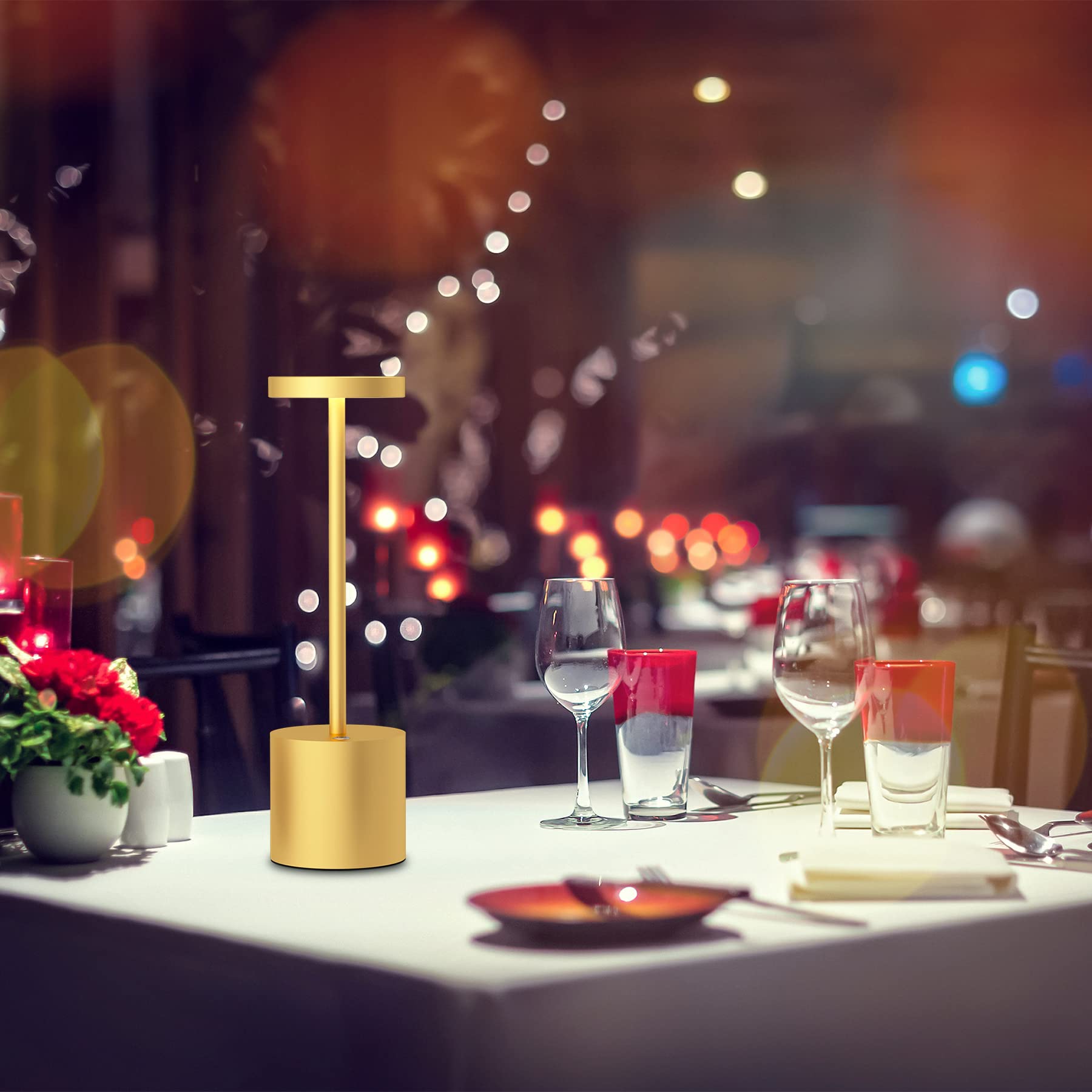 Tbbga Led Cordless Table Lamp - Portable Rechargeable, 2 Level Dimmable, Gold Aluminum, Ideal For Home Office/Outdoor Use
