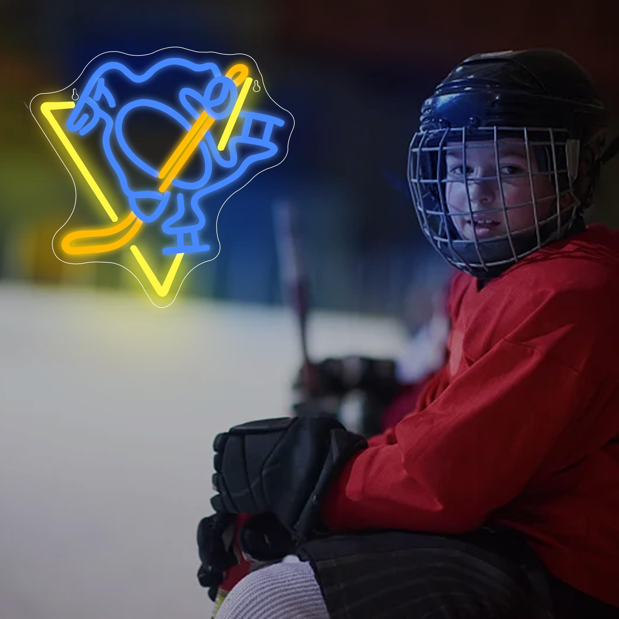 Ice Hockey Neon Sign,Hockey Team Logo Light,Ice Hockey Neon Light Sign,Sports Decor,Hockey Light,Hockey Club Decor,Gifts for Boy