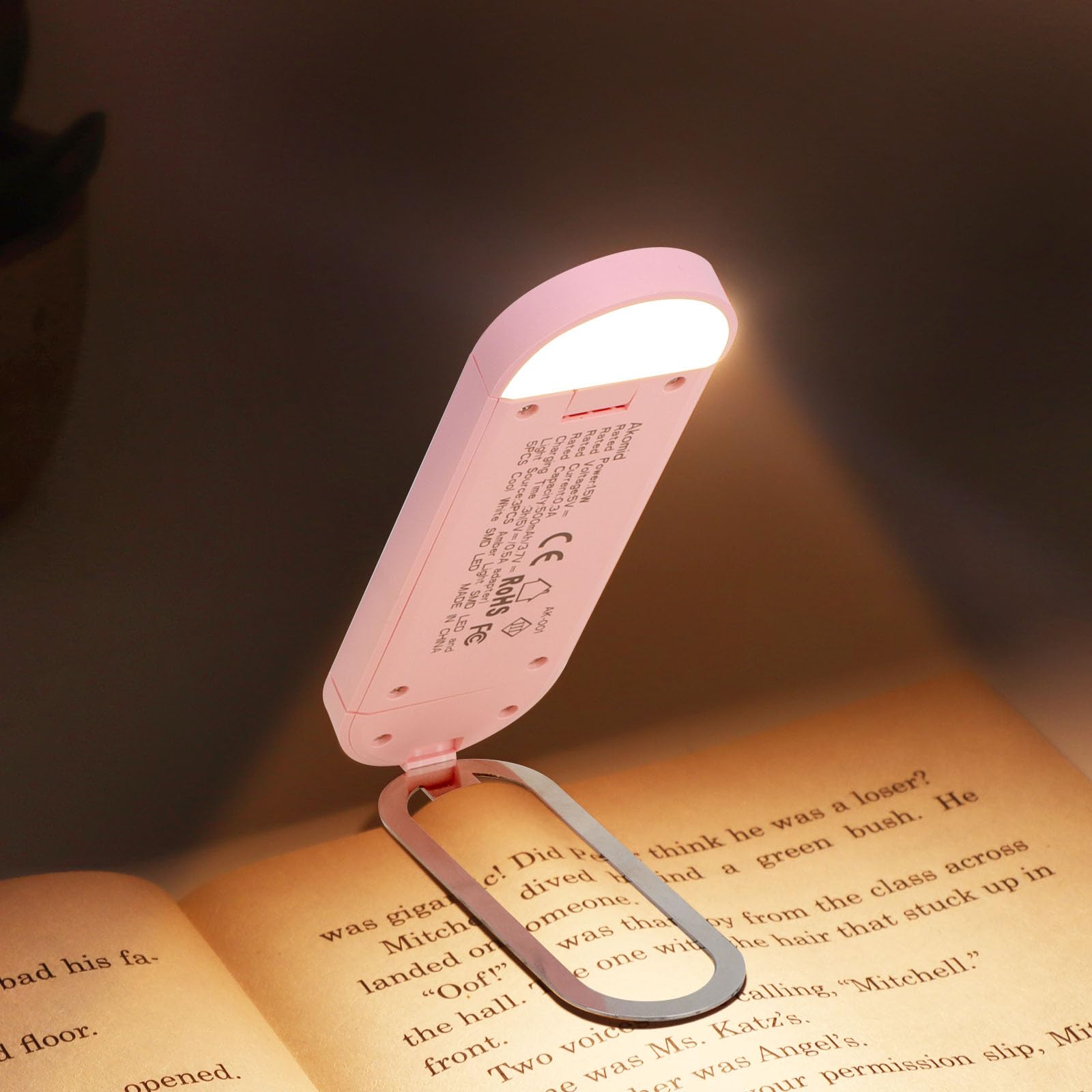 Akomid Book Light, Usb Rechargeable Reading Light Clip On, Eye-Cared Amber Light Mode For Reading In Bed Kids, 8 Leds Bookmark P