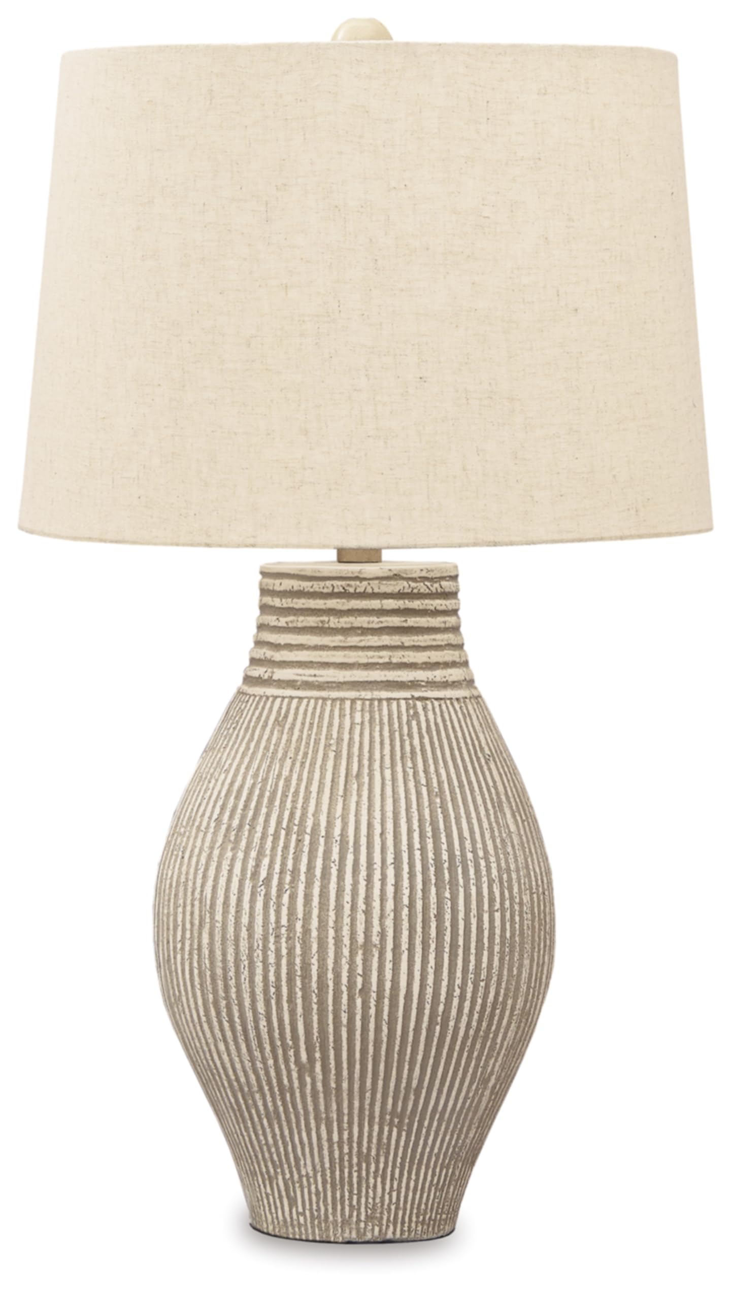 Signature Design by Ashley Layal Casual 29'' Textured Paper Composite Carved Base Single Table Lamp, Beige
