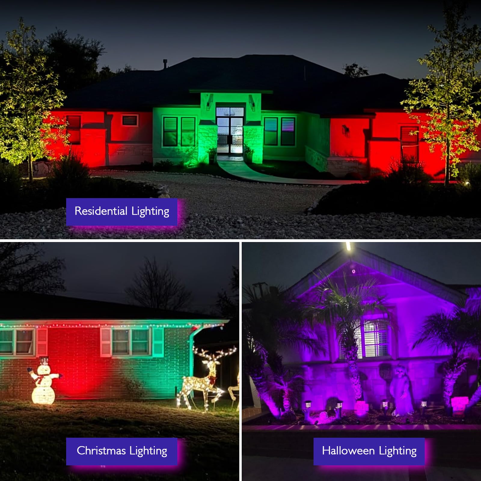 REEGOLD RGBW Landscape Spotlights - 10W Color Changing LED Lights, 8 Pack, Waterproof Aluminum for Garden & Outdoor Use