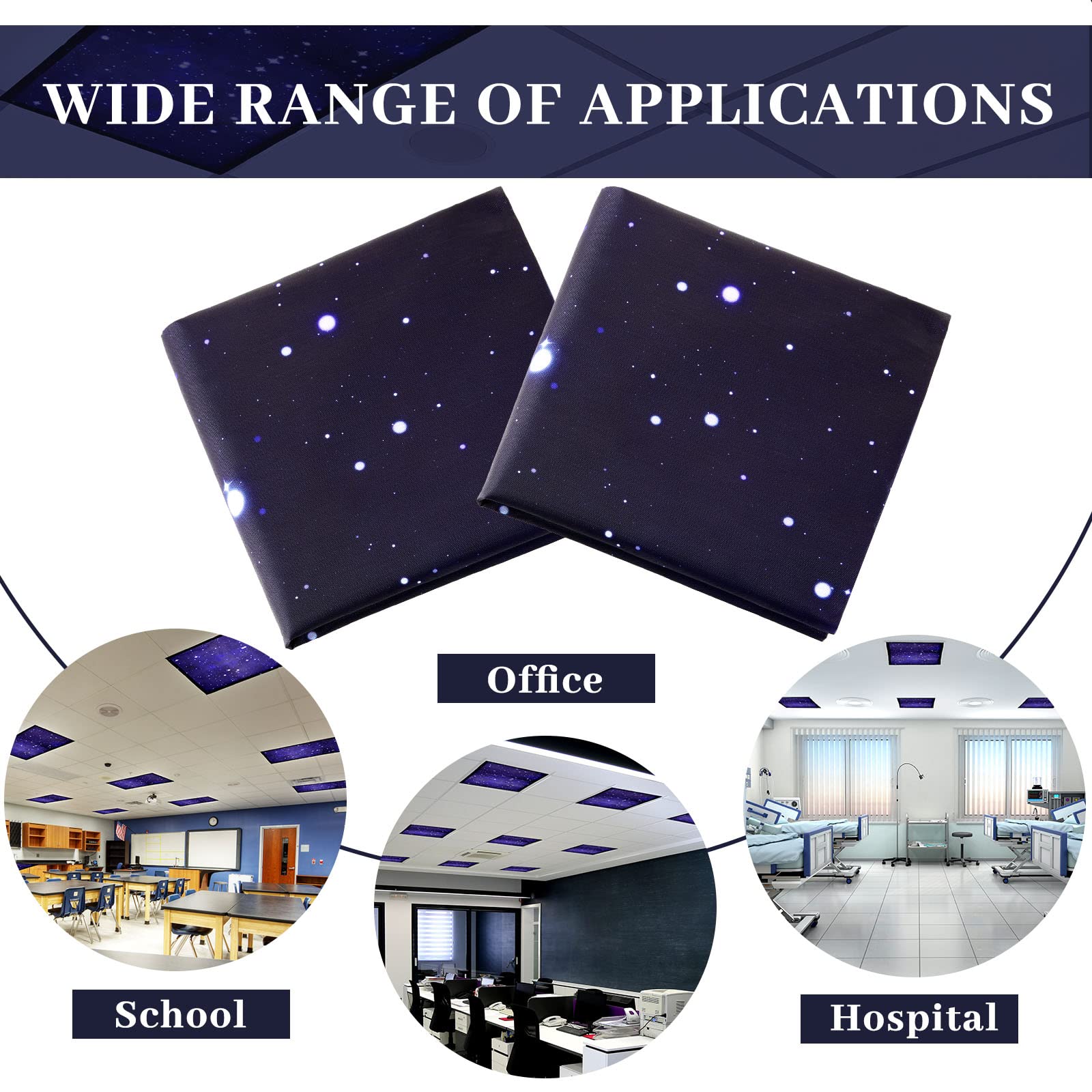 Hortsun 12 Pcs Magnetic Fluorescent Light Covers, Starry Sky - Relieve Eyestrain & Headaches
