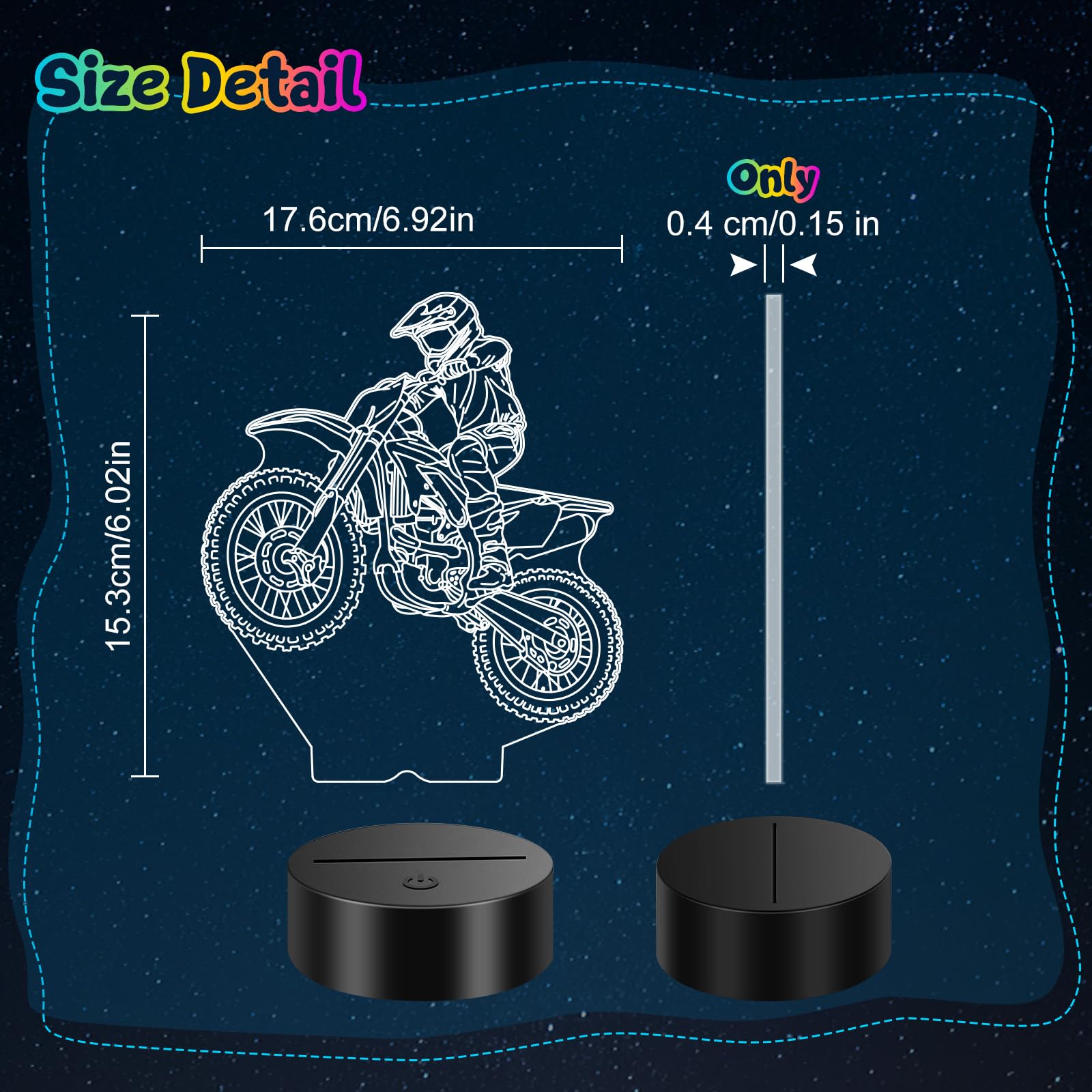 Linkax 3D Illusion Night Light & Soccer Gift For Teens  Boys & Kids - 8 To 12 Year Olds - Football Accessories & Room Decor (Bike)