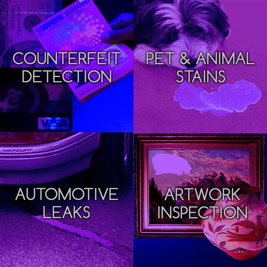 Mydeal Products Visighost Uv Ultraviolet 9 Led Blacklight Pocket Flashlight With Batteries For Paranormal Research On Ghosts, Spirits, Entities And More! Includes Strap And Carabiner Keychain