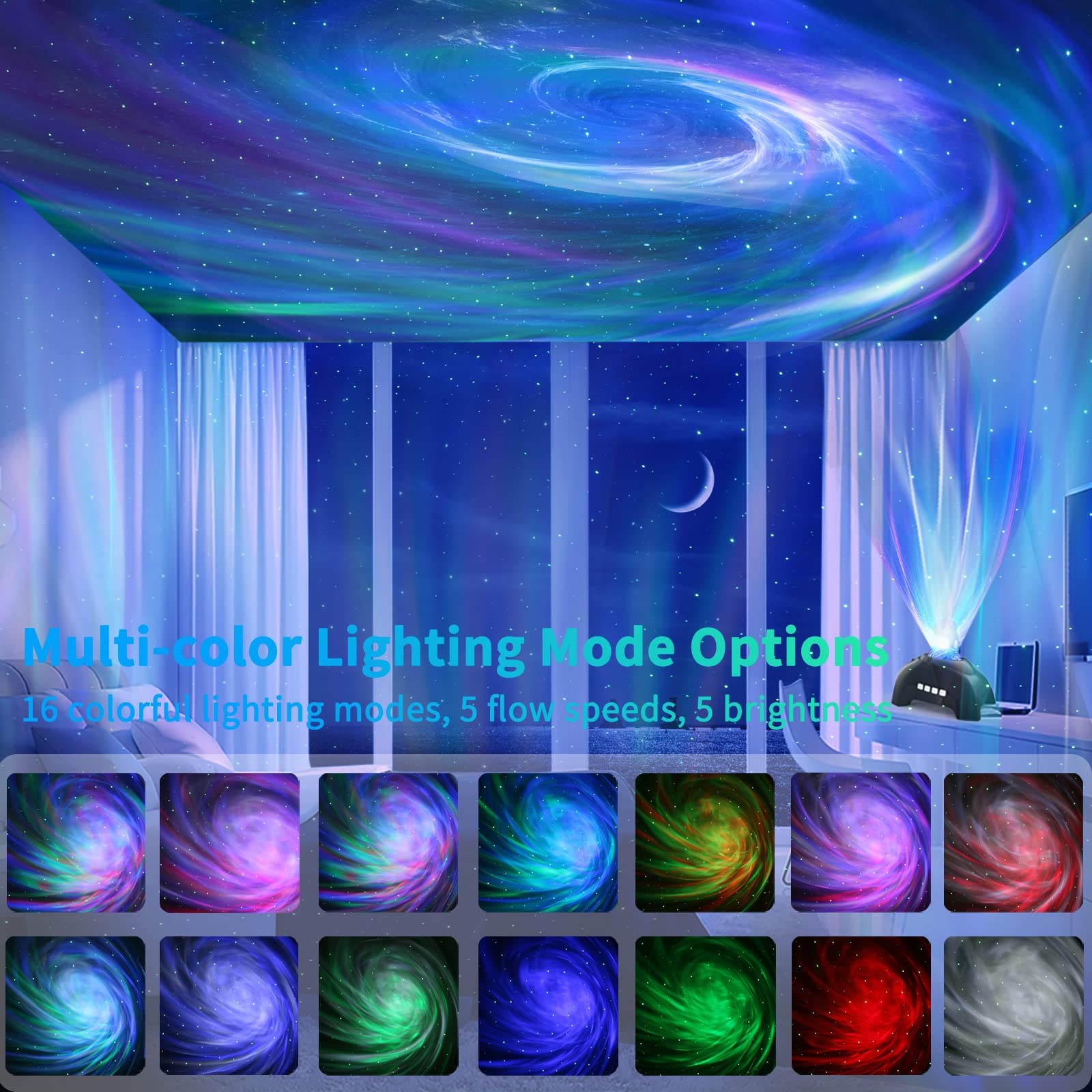 AIRIVO Galaxy Light Projector & Music Speaker, Black-Galaxy, Model HJ-XKD09, Night Light & Sound Machine for Kids & Adults