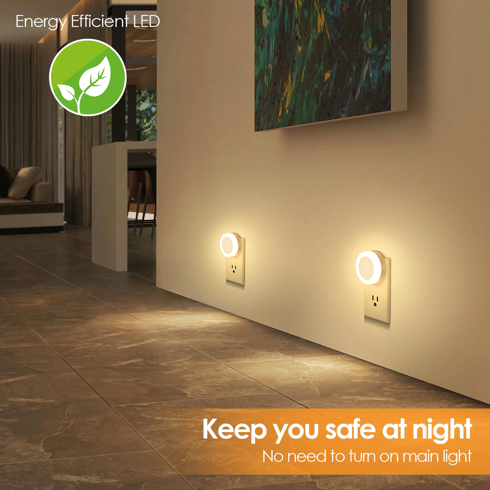 Folksmate Led Night Lights Plug In, Dimmable Nightlight Plug Into Wall With Light Sensor, Soft White Adjustable For Adults, Bedr