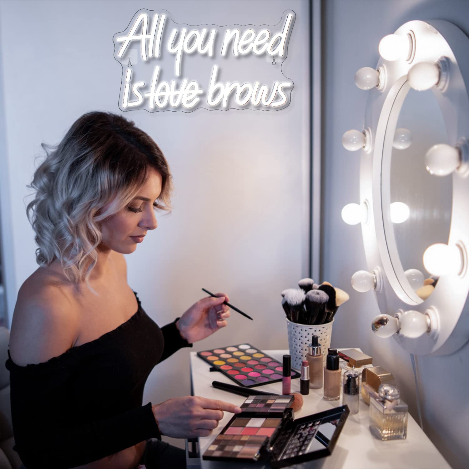 WLHOPE Neon Sign - inAll You Need is Browsin LED Wall Decor for Bedroom, Beauty Shop, and Parties - Acrylic, USB Powered