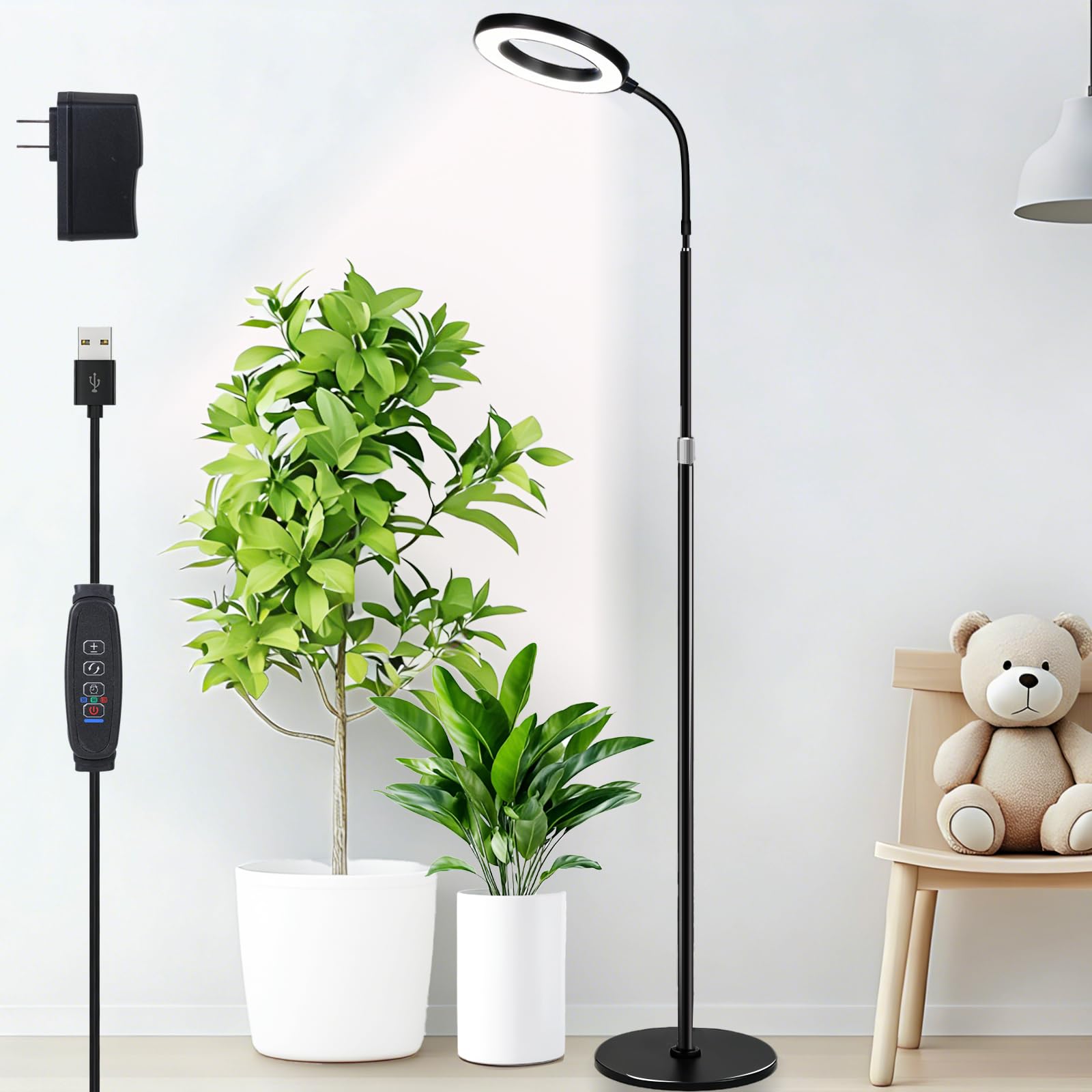 Lumiridia Plant Lights for Indoor Growing, Standing Grow Lights for Indoor Plants, 20w Full Spectrum LED Grow Lamp for Indoor Pl