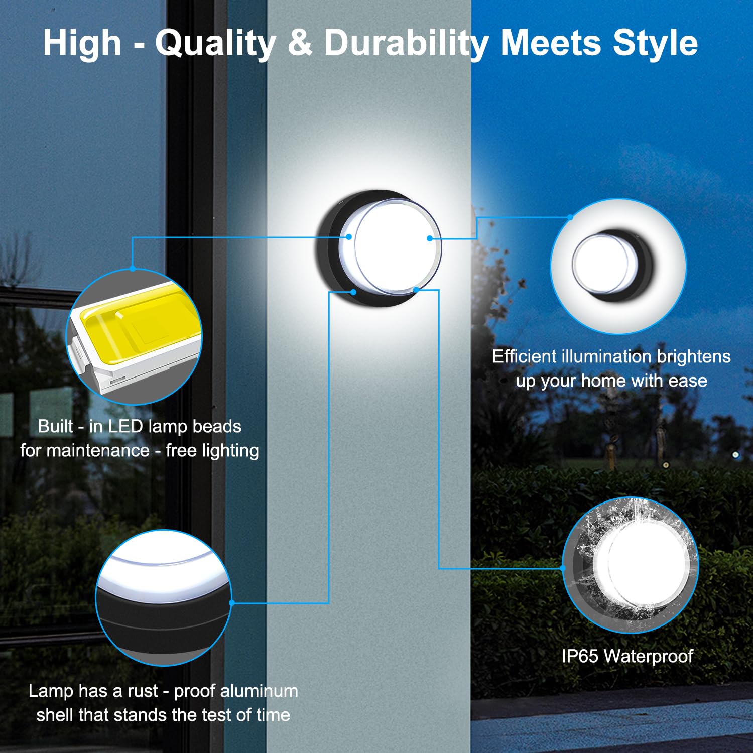 Biritalo Led Porch Lights Outdoor 12W 6500K Led Wall Lighting Double-Layer Cover Aluminum Exterior Light Fixture Wall Mount Ip65 Waterproof For Stairway Garage Patio Bedroom