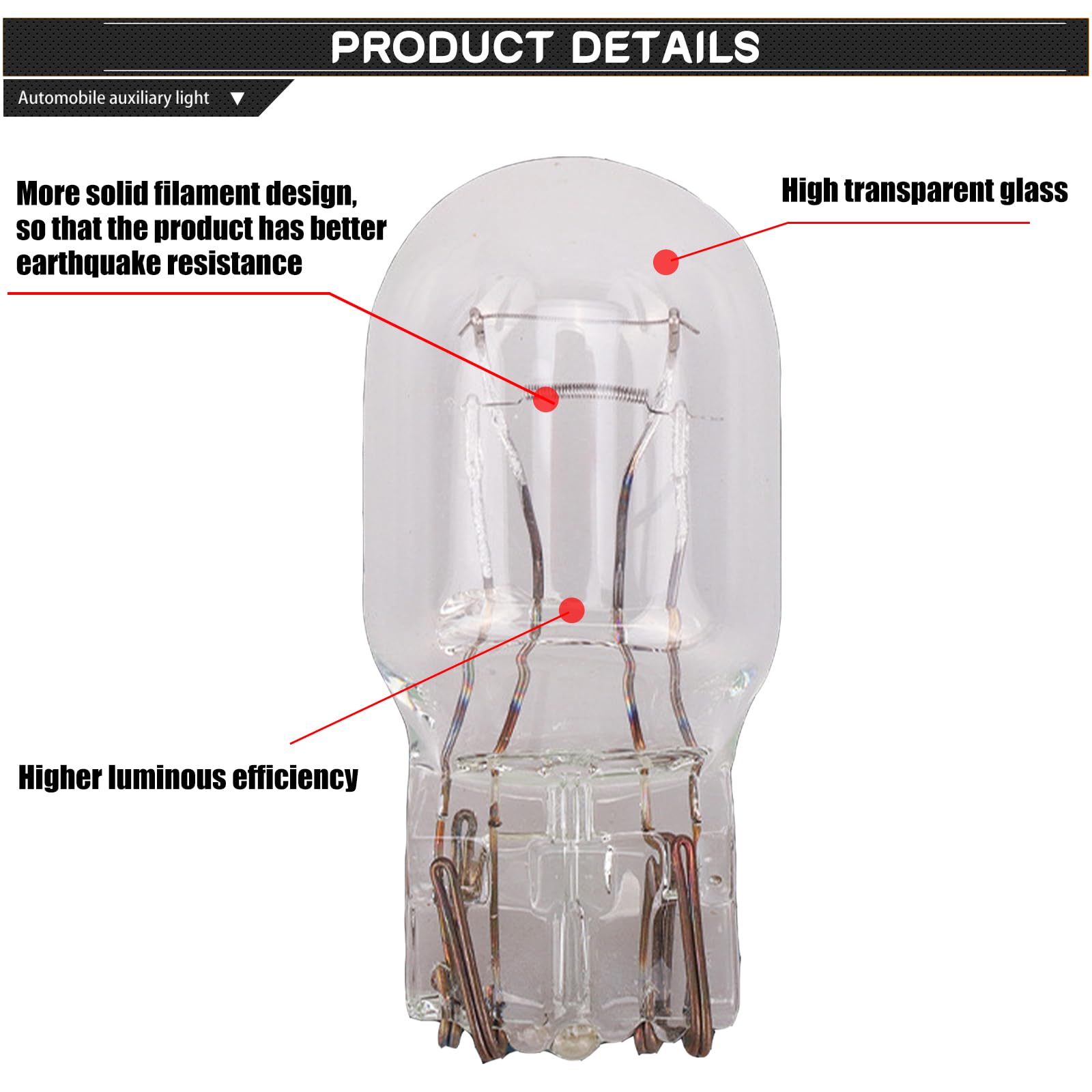 gunhunt T20 1891/7443 Brake Bulb 12V 21/5W Ultra-bright Glass Replacement Micro Bulb, 10 PCS, White, Model GUDP1702