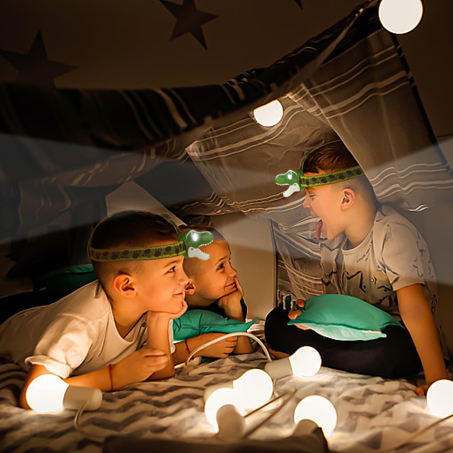 Tigtecgame Dinosaur Headlamp For Kids Flashlight T-Rex Led Headlamps Dinosaur Toys Camping Gear, Gift For Toddlers Boys Girls Ad