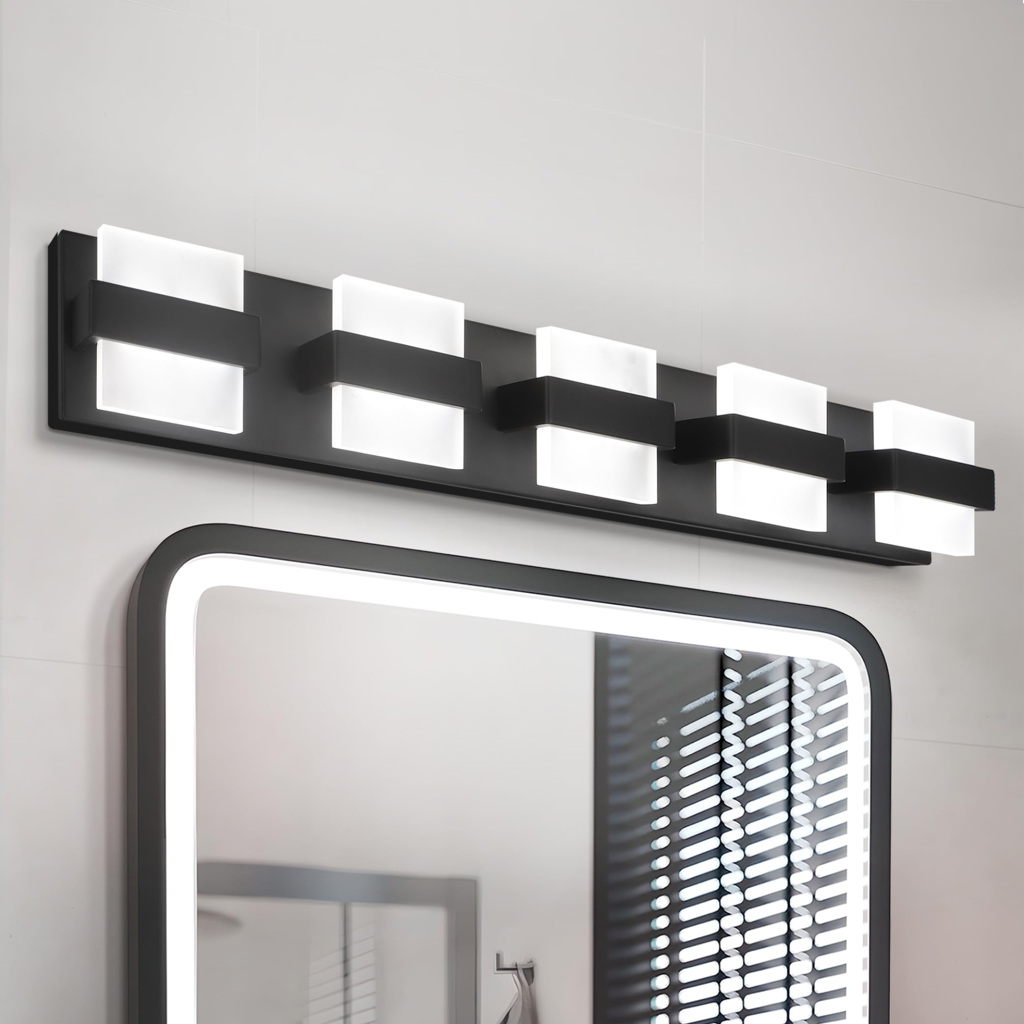 Asd Led 33 Inch Bathroom Vanity Light Fixture | 5-Lights 28W 2500Lm 2700-6000K 120V | 5Cct, Dimmable, Up And Down Illumination,