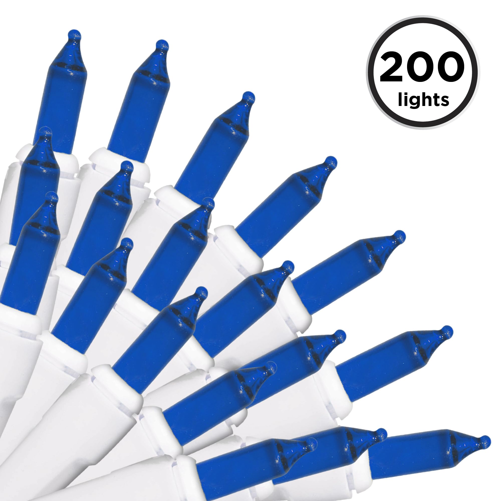 Brite Star Mini String Christmas Lights, Blue, 100 Count, 22 ft, Indoor/Outdoor, White Wire, Model DSTAR 37-340-00