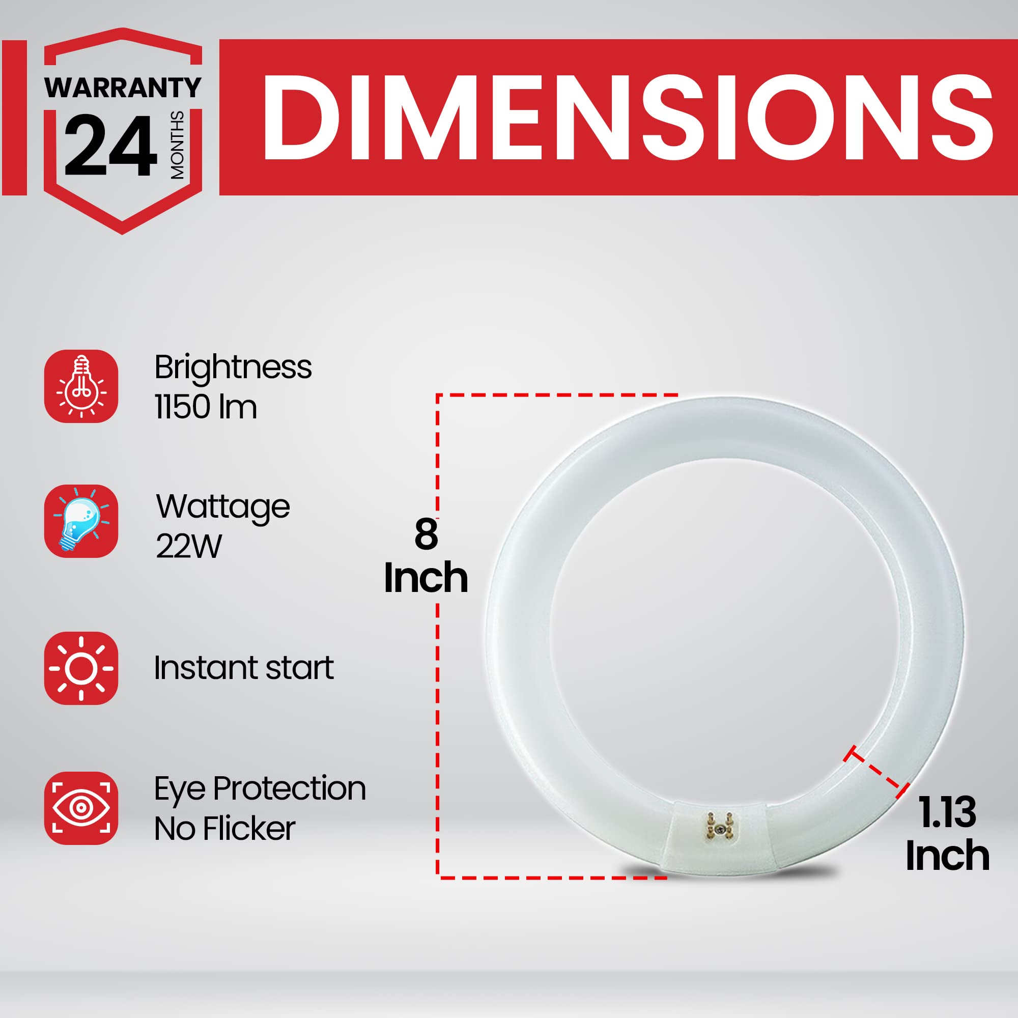 Bulbmaster Fc8T9/Cw 22W T9 Fluorescent Circular Light Bulb, Cool White 4100K, G10Q 4-Pin Base, 8