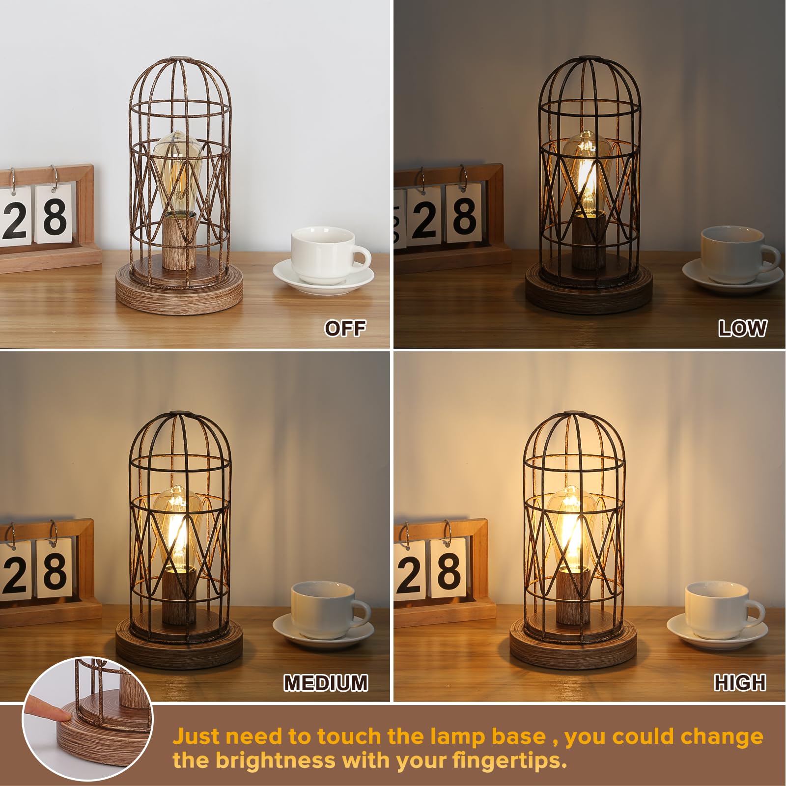 Touch Control Table Lamp Small Lamp For Small Spaces 3 Way Dimmable Nightstand Lamp Farmhouse Bedside Lamp For Bedroom Living Ro