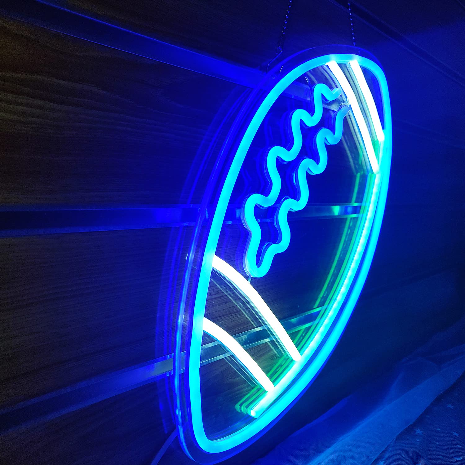 Ajoyferris Blue Neon Football Sign - Led Wall Decor For Kids, Game Room, Christmas Gifts