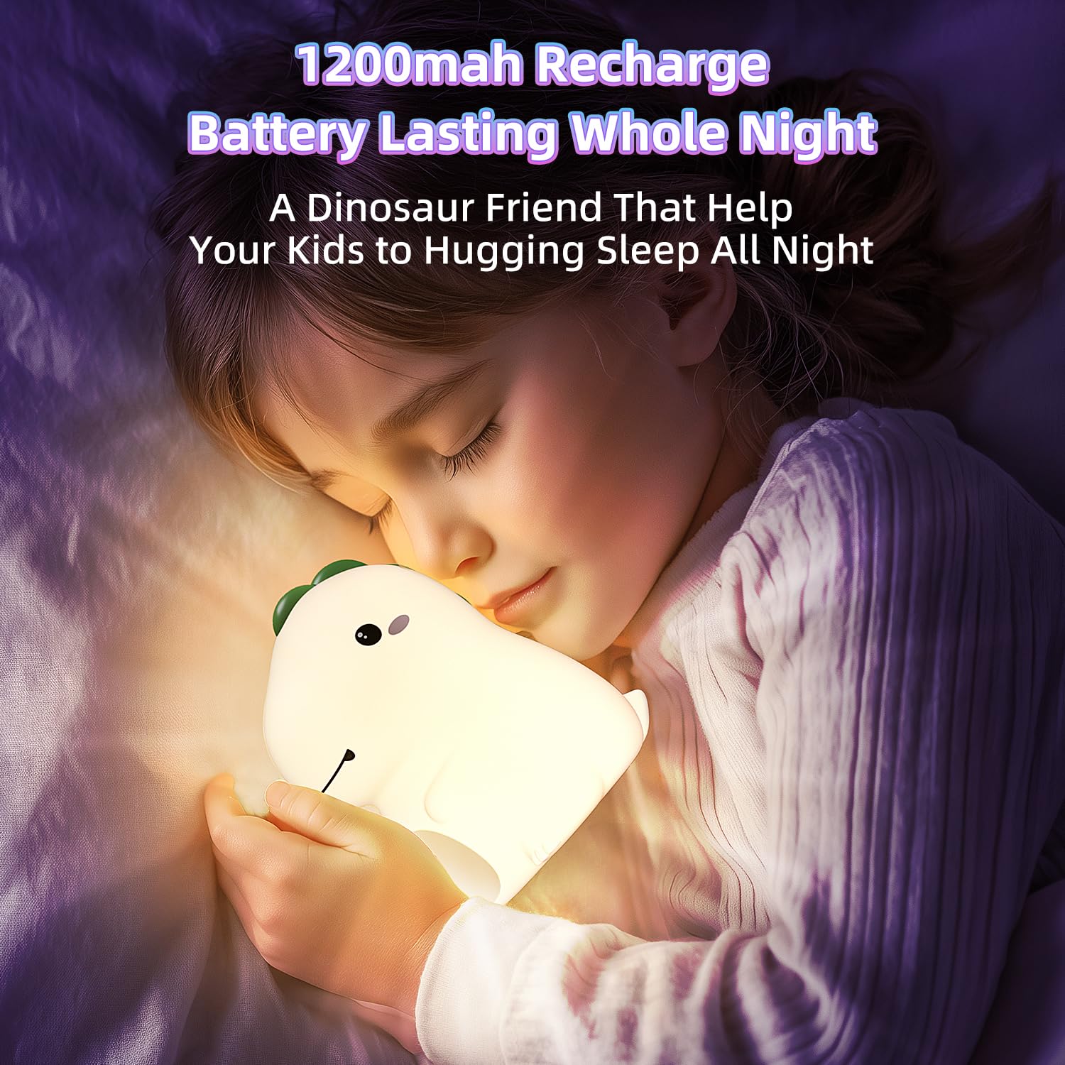 Kinyilo Dinosaur Night Light For Boys  Dino Lamp Silicone Light  16 Color Nightlight  Rechargeable Battery Powered  30Min Timer Off  Ideal Gifts For Kids Toddler Baby
