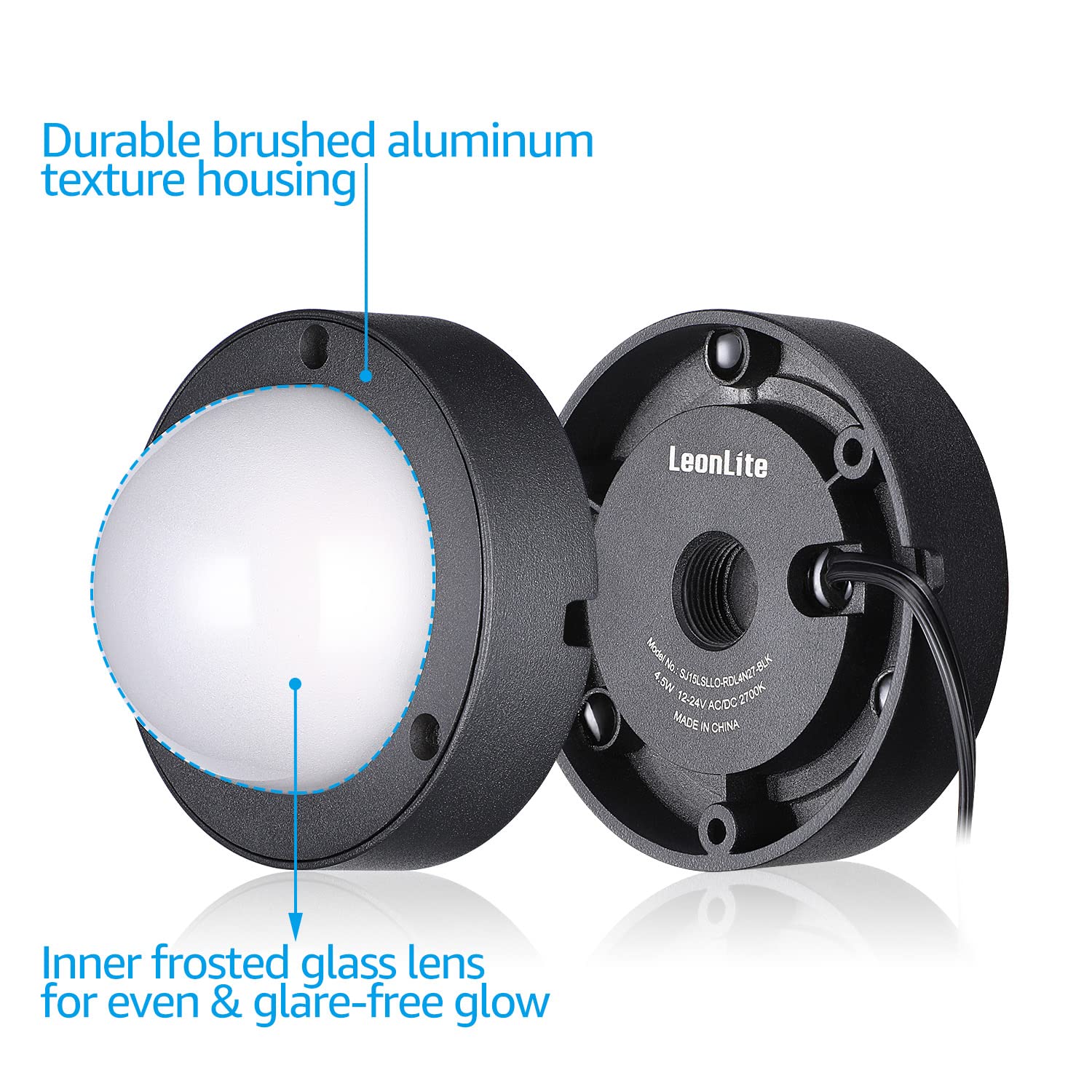 LEONLITE LED Well Lights, 12V-24V Low Voltage Outdoor Path Light, 360lm, IP65 Waterproof, Aluminum, Cool White, Pack of 6
