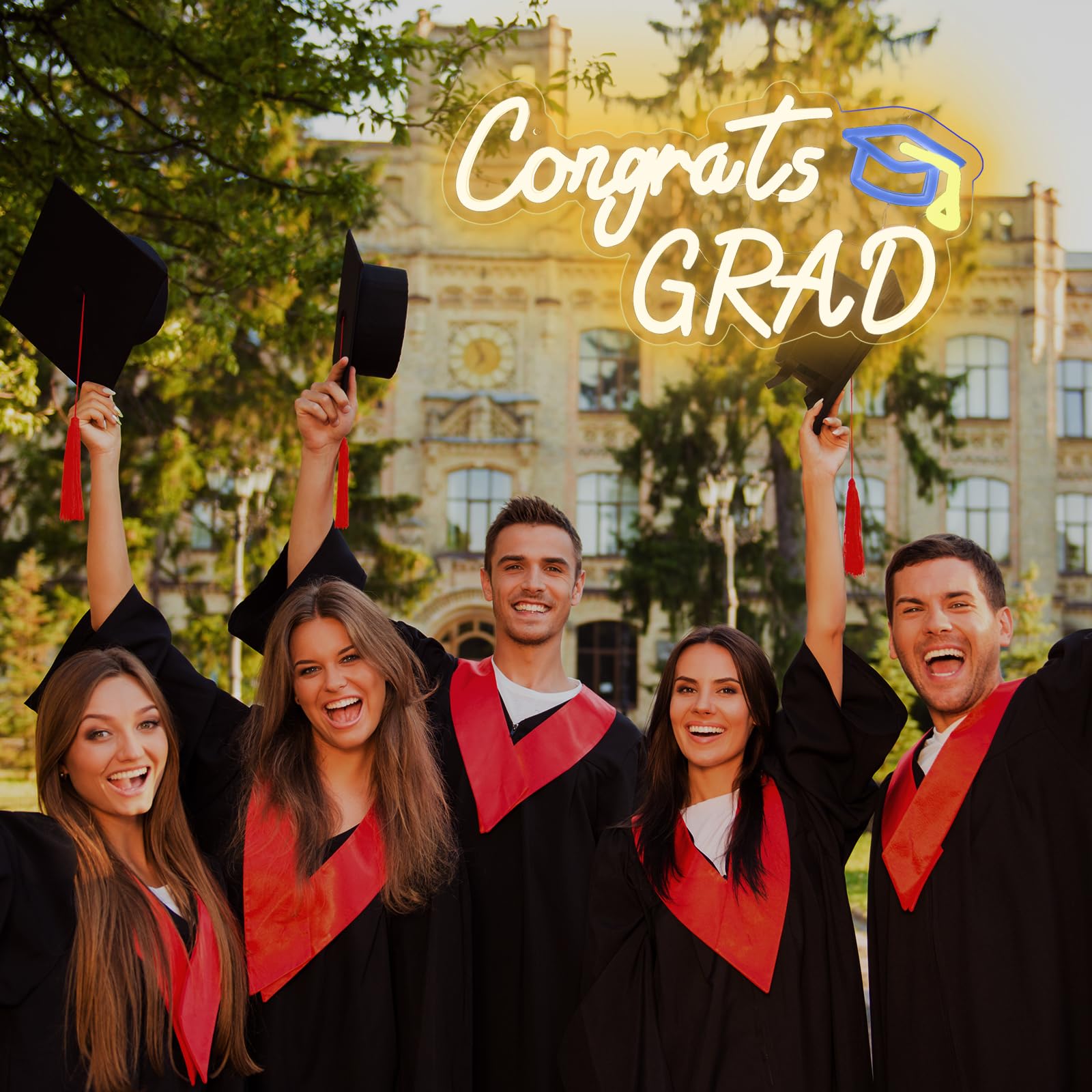 Hmasyo Congrats Grad Neon Sign With Cap  Graduation Decorations 2025 Congrats Led Sign Wall Decor Class Of 2025 Party Room Dorm Backdrop Celebration Gifts  Warm White  Usb Powered  Dimmable
