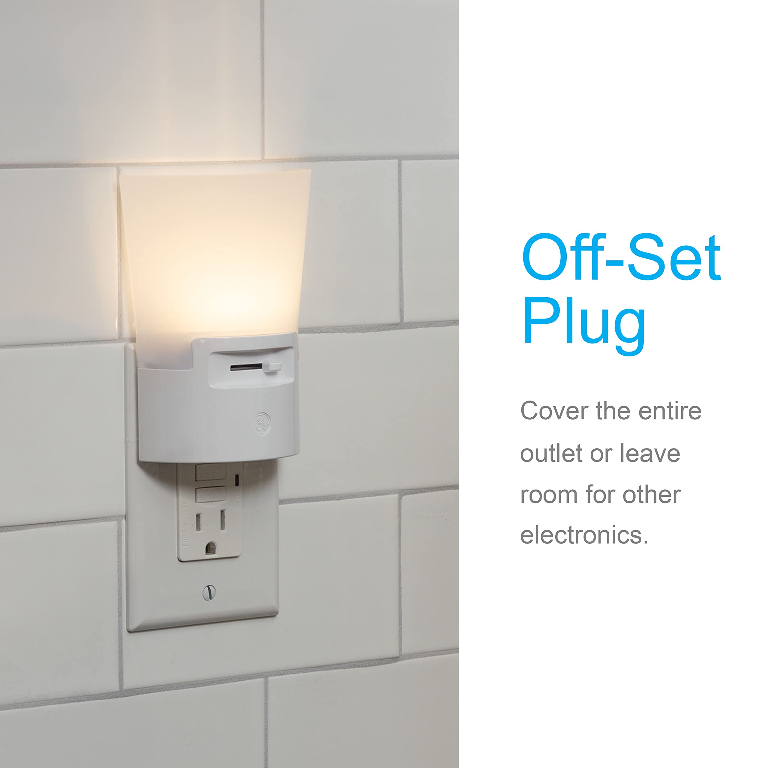 GE Ultrabrite Dimmable Sconce LED Night Light, Energy Efficient, Dusk-to-Dawn Sensor, 1 Pack, White, Model 45123