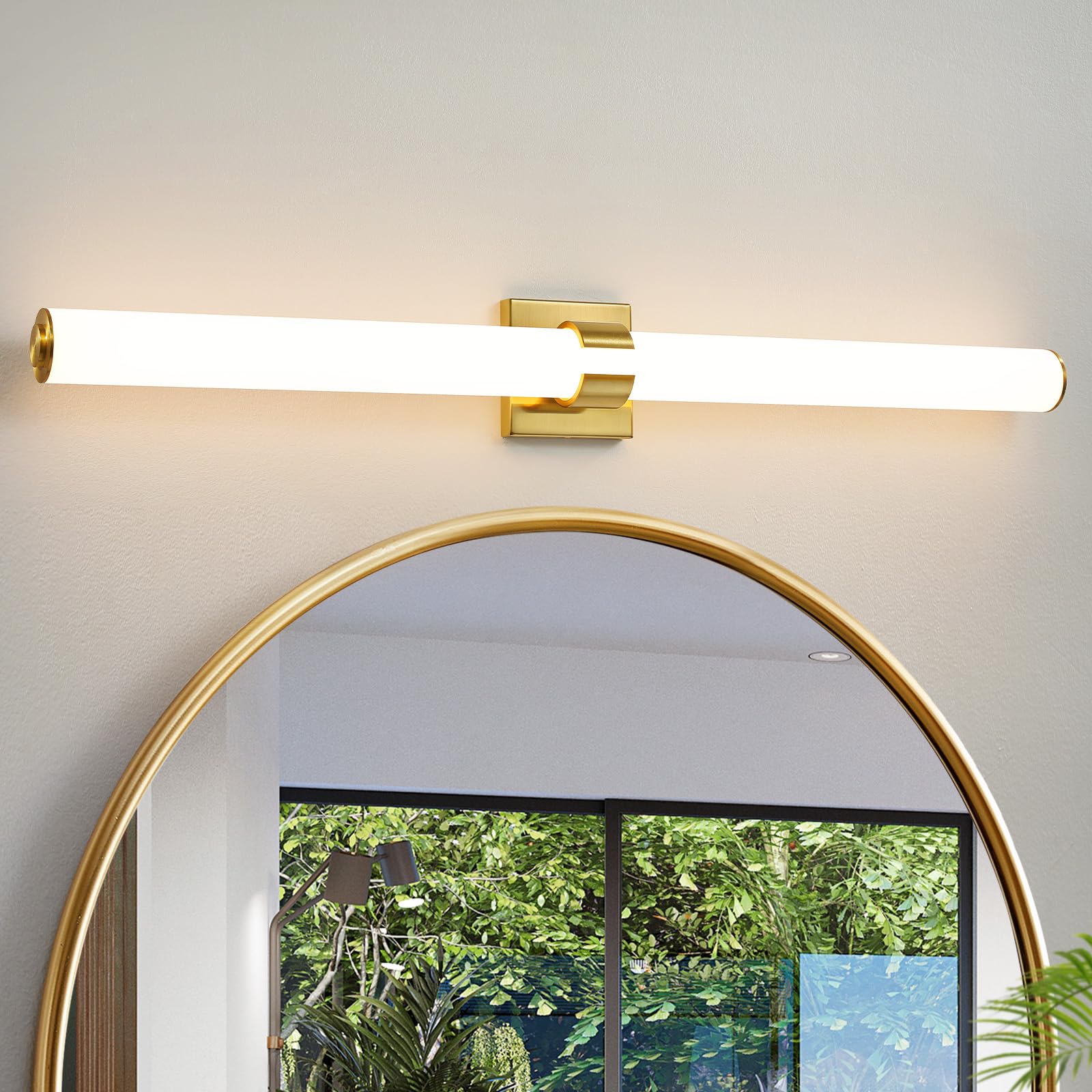 Aijiasi Bathroom Light Fixtures - 39 Inch Gold Bathroom Lights Over Mirror Led Vanity Light With Acrylic Shade, Modern Vanity Li