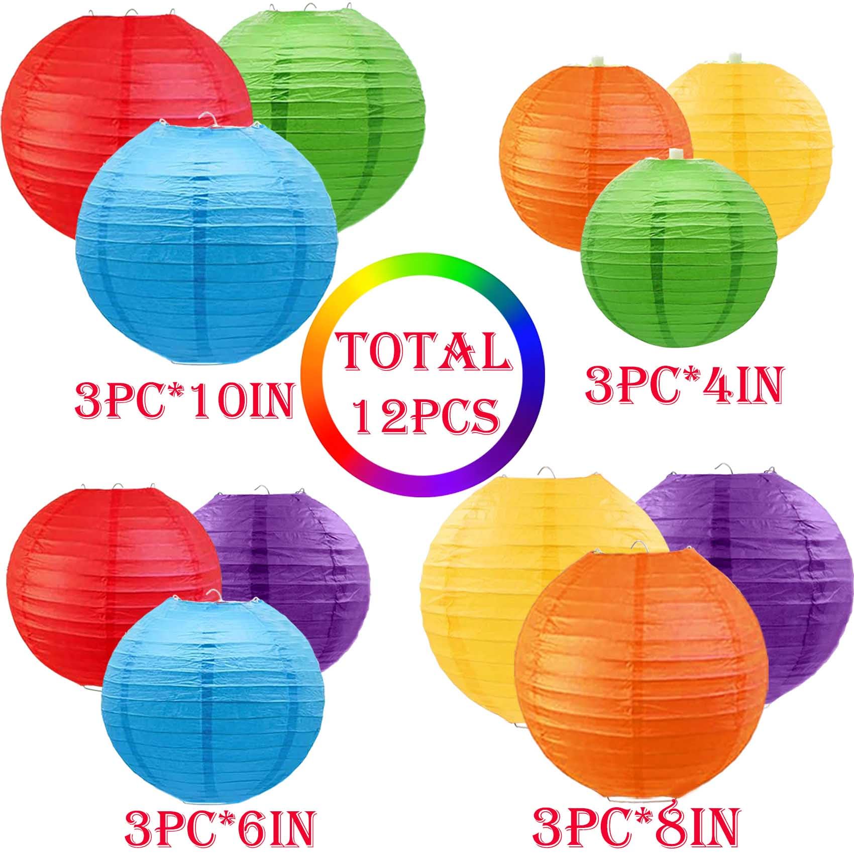 Brzikwt Rainbow Paper Lanterns 12Pcs Hanging Chinese Lanterns For Wedding Birthday Christmas Baby Shower Graduation Anniversary