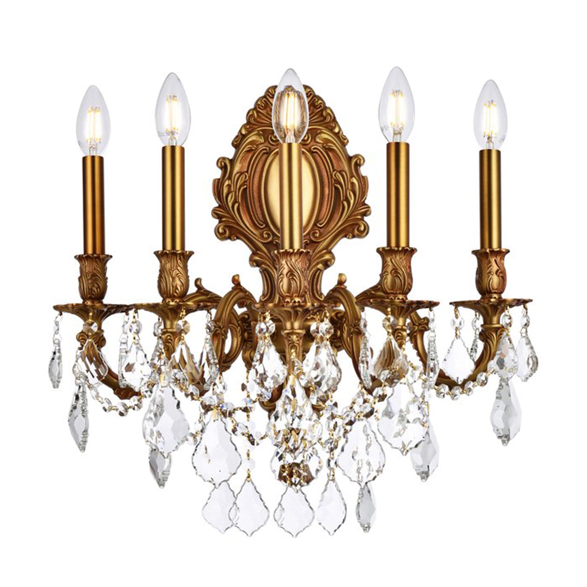 Elegant Lighting 9605W21Fg/Rc Royal Cut Crystal Chandelier, French Gold, 21"