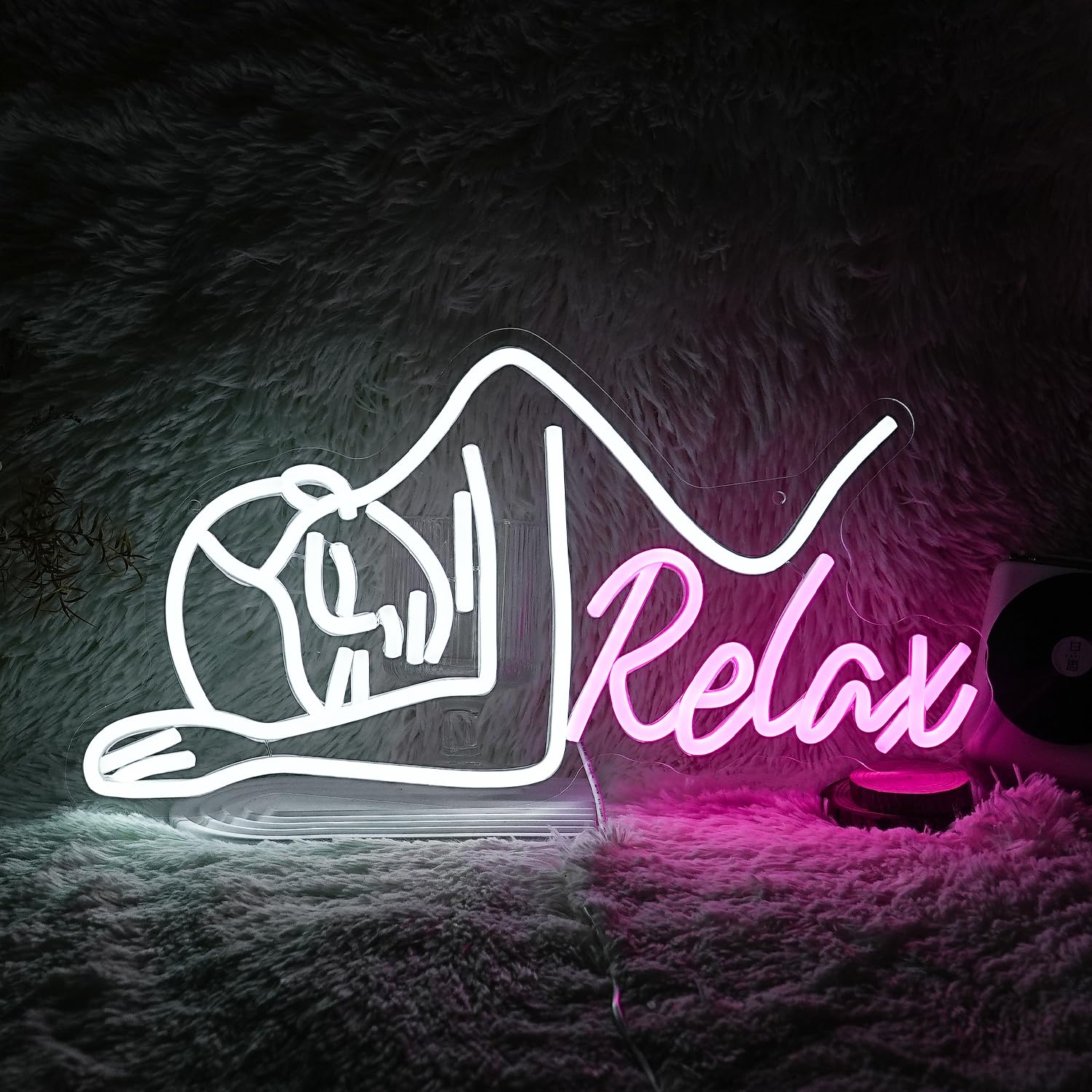 GNVETZLL Dimmable Neon Sign LED Wall Light for Decor 16.7in x8.7in  Acrylic White Pink