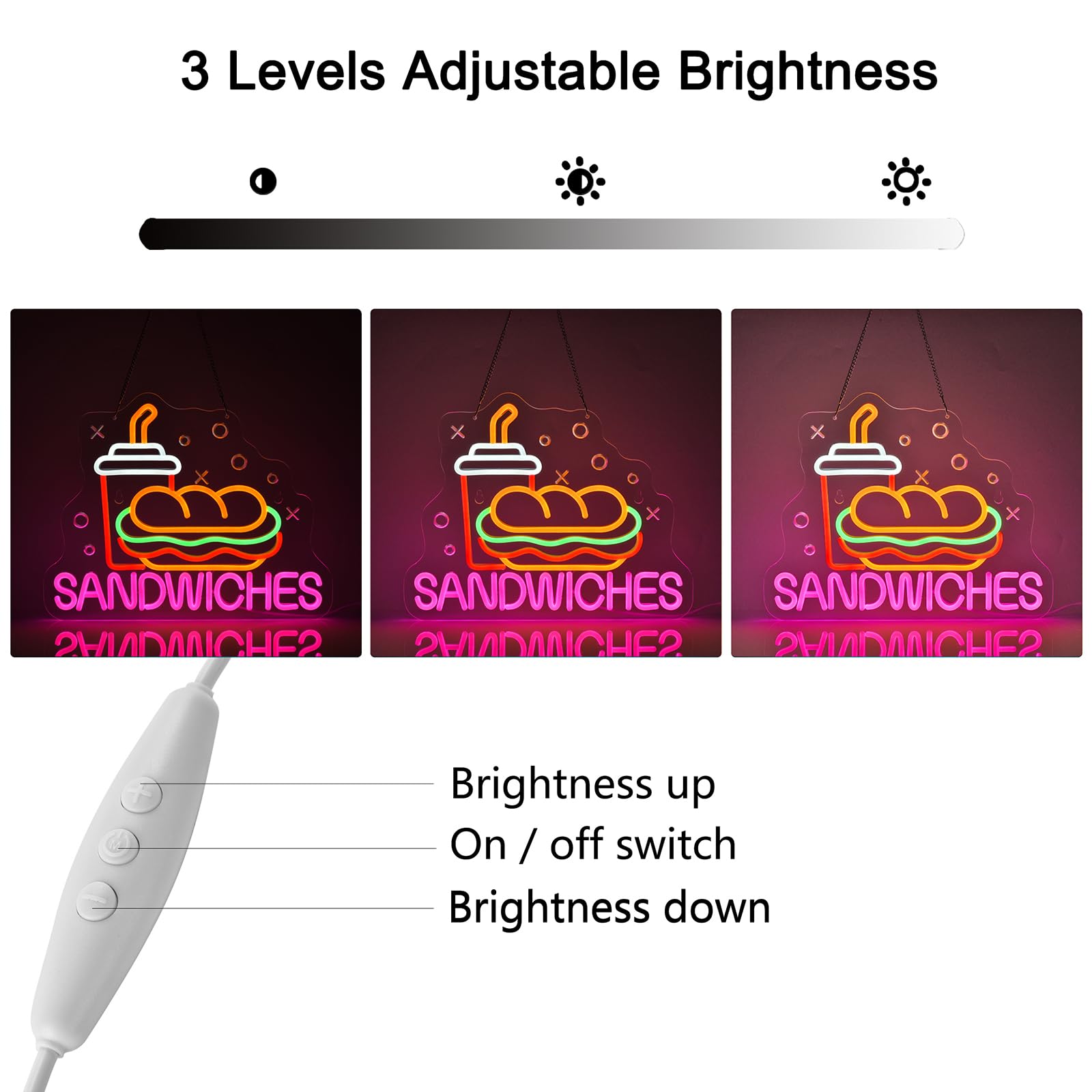Jomobuty Sandwiches Neon Sign For Wall Decor Led Light Up Sign Business Signage For Home Kitchen Restaurant Fast Food Store Man Cave Party 15.7 X 12.6 Led Art Wall Hanging Decorative Gifts