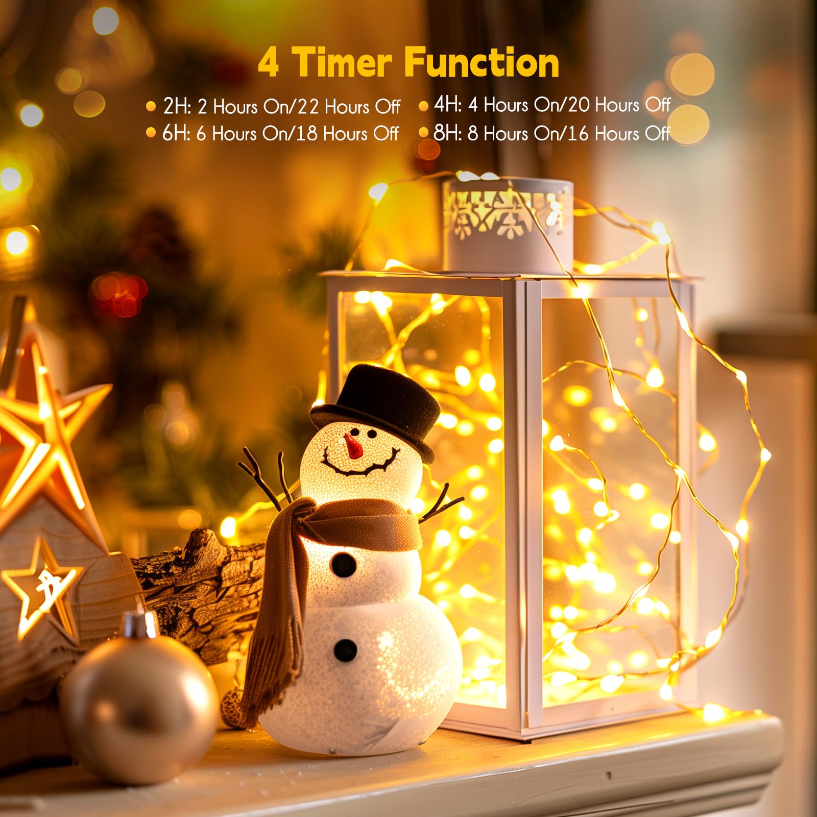 Minetom USB Fairy String Lights, 66ft, 200 LEDs, Copper Wire, Warm White, 2 Pack, Ideal for Bedroom, Wedding, Party Decoration