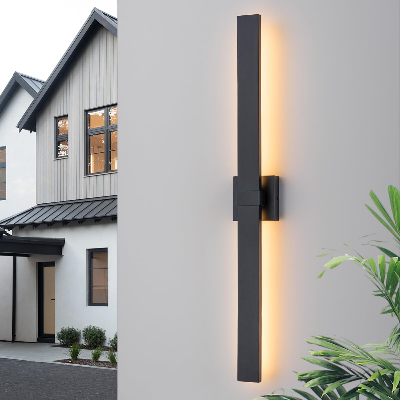 Zicbol 39.4 Long Outdoor Wall Lights Modern LED Exterior Lighting Fixtures Matte Black Outdoor Sconces Wall Lighting for House Front Door Porch Garage Patio