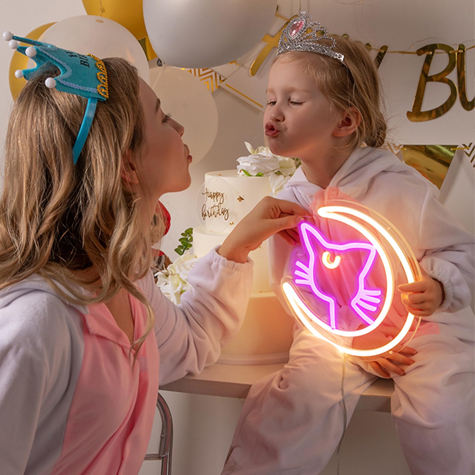 MiMaik LED Neon Sign - Japanese Anime Luna Cat Light, Dimmable, 10inx9.8in, Pink Kawaii Decor for Bedroom, Game Room, Birthday Party