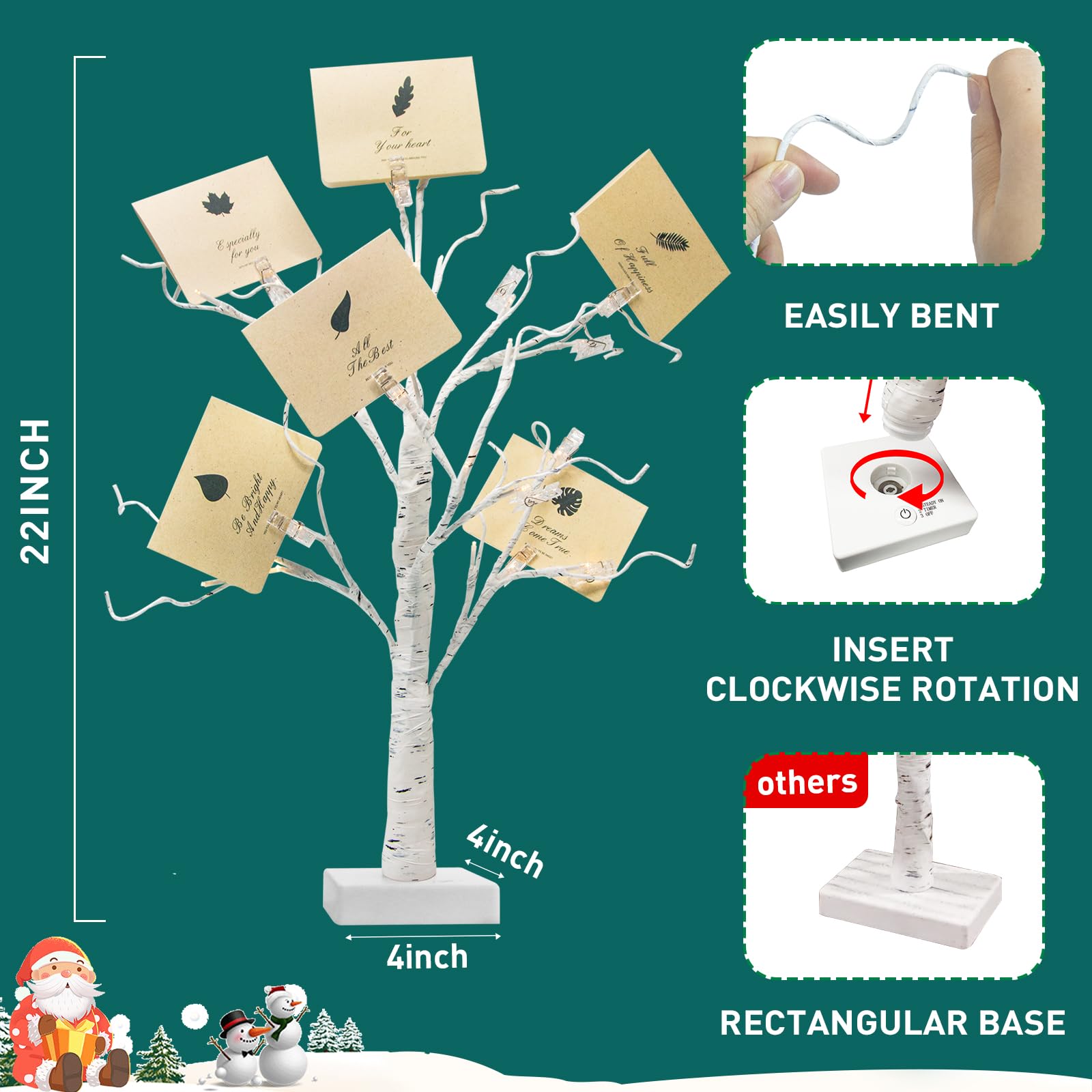 PEIDUO Money Tree Gift Holder Set of 2, Lighted 22Inch, 24LT White with Clips and Cards, Transparent/White