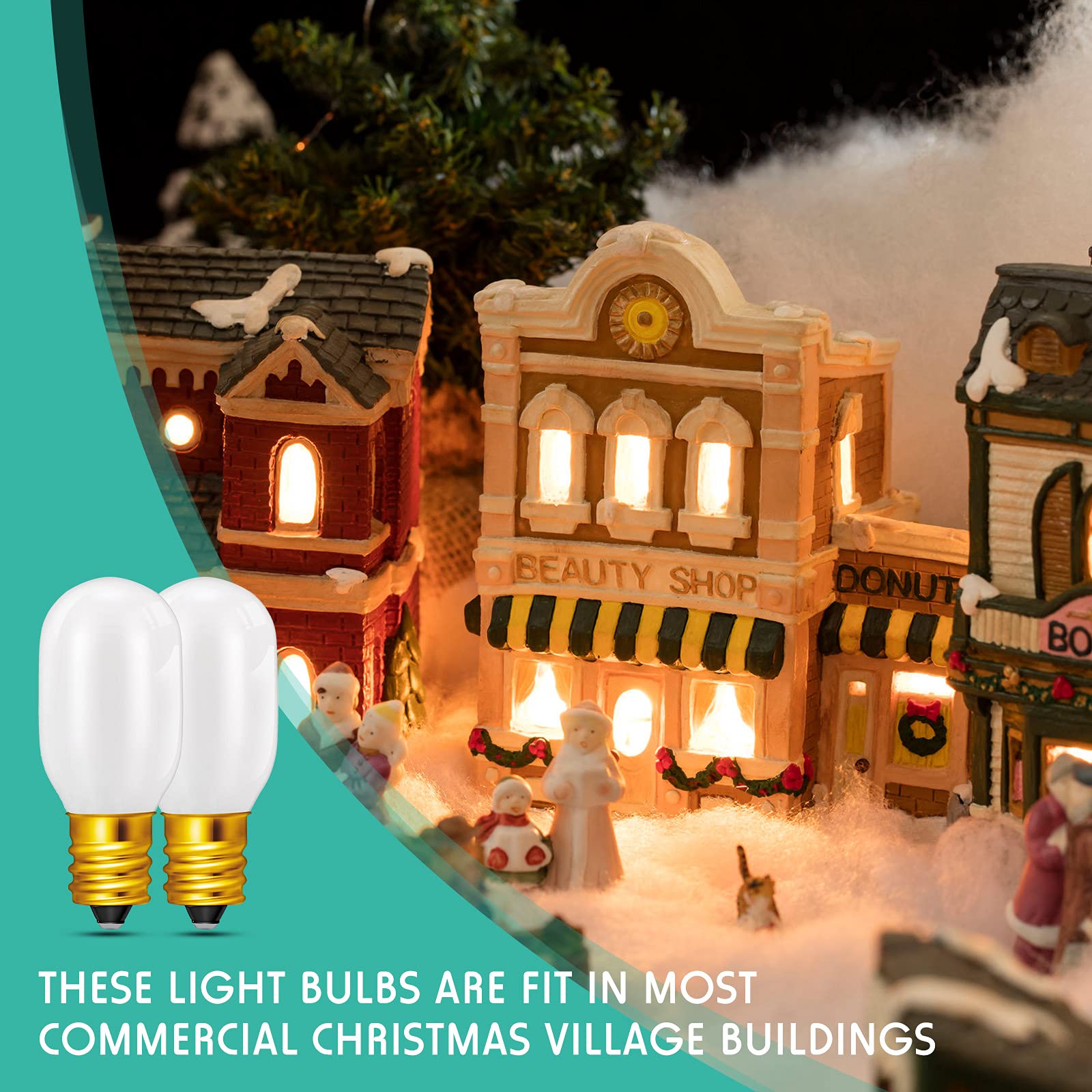 Honoson 50 Pieces Christmas Village Light Bulbs 6 W Replacement Bulbs  E12 Candelabra Base T20 Led Bulbs Accessory For Villages Houses Dept 56  Christmas Tree