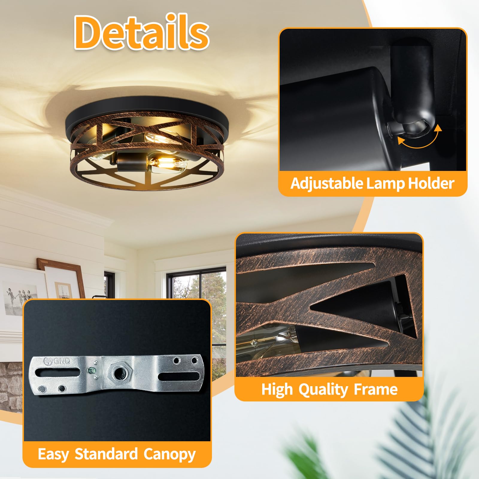 Zhu Yan Farmhouse Flush Mount Ceiling Light,3-Light Ceiling Light Fixture Hallway Ceiling Light Fixtures,Light Fixtures Ceiling