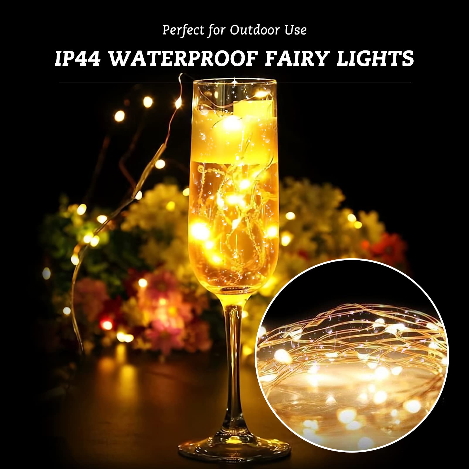Rivokeer 12 Pack Fairy Lights, 7FT 20LED Waterproof Silver Wire, Copper Material, Mixed Color, Model tx12p-hs, Ideal for Indoor/Outdoor Decor