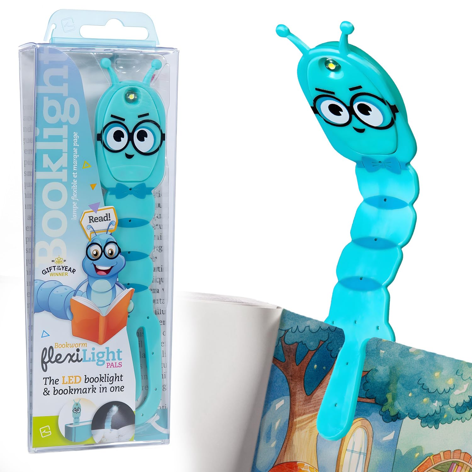 Gifts For Readers & Writers Bookmark Reading Light Bookworm Teal - 2In1 Clip On Bookmark Kids Book Light For Reading Night In Be