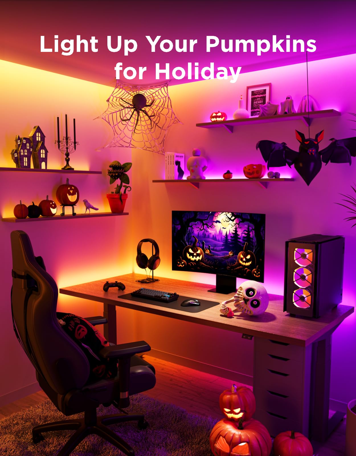 Govee RGBIC LED Strip Lights, 65.6ft Color Changing, App Control, Smart Segmented Control, H6147, Perfect for Bedroom & Party