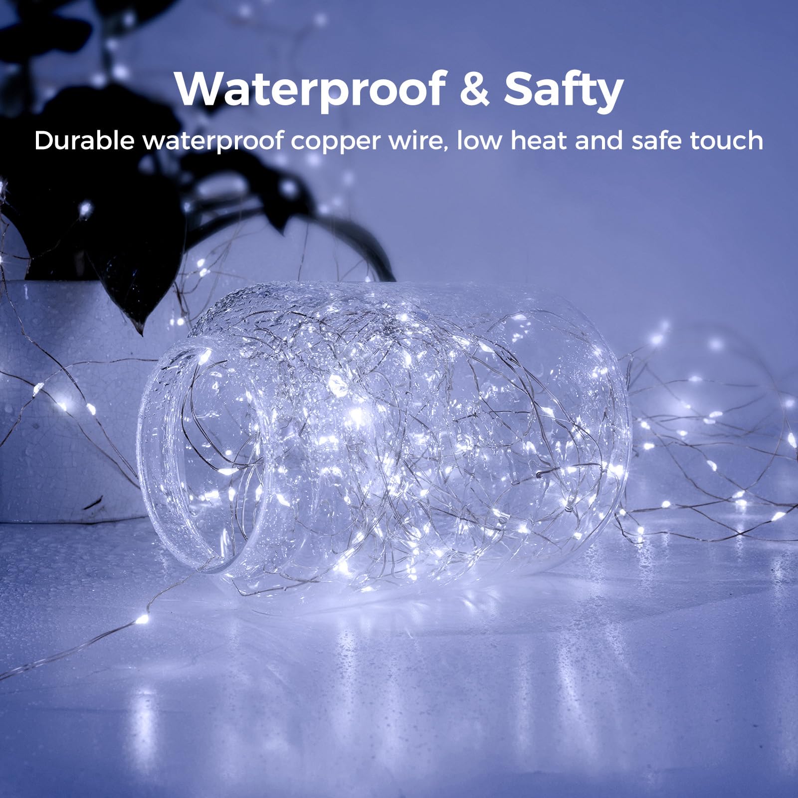 Ariceleo 1 Pack 32. 8 Ft. Usb Powered Fairy Lights With Remote & Timer, 100 Led Usb Twinkle String Lights - Silver Wire, 8 Modes, Waterproof, Cool White Starry Lights For Party, Wedding, Christmas